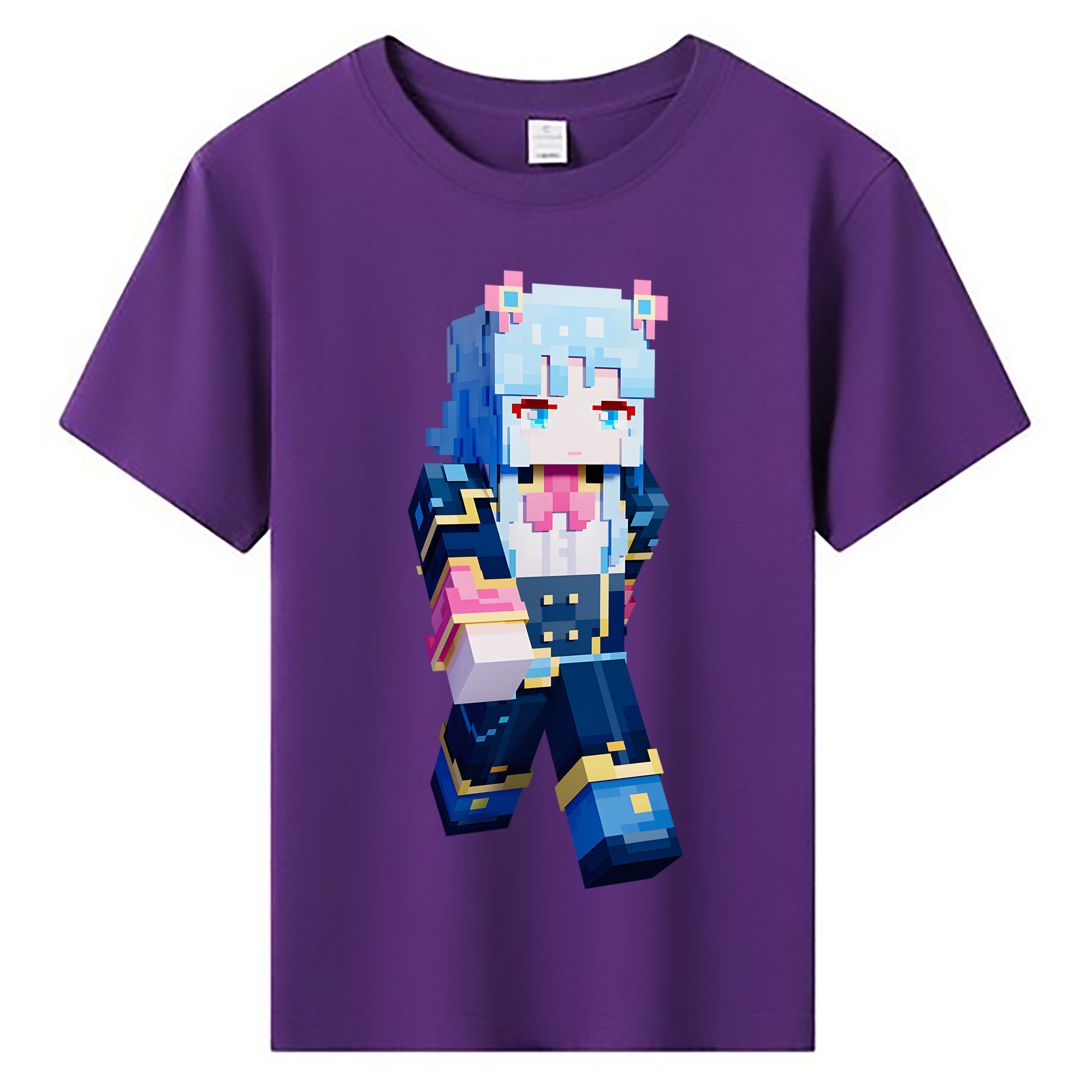 （画像用） マインクラフト ブロックの世界 Minecraft MC Block world 綿100％キッズTシャツ（フロントプリント）