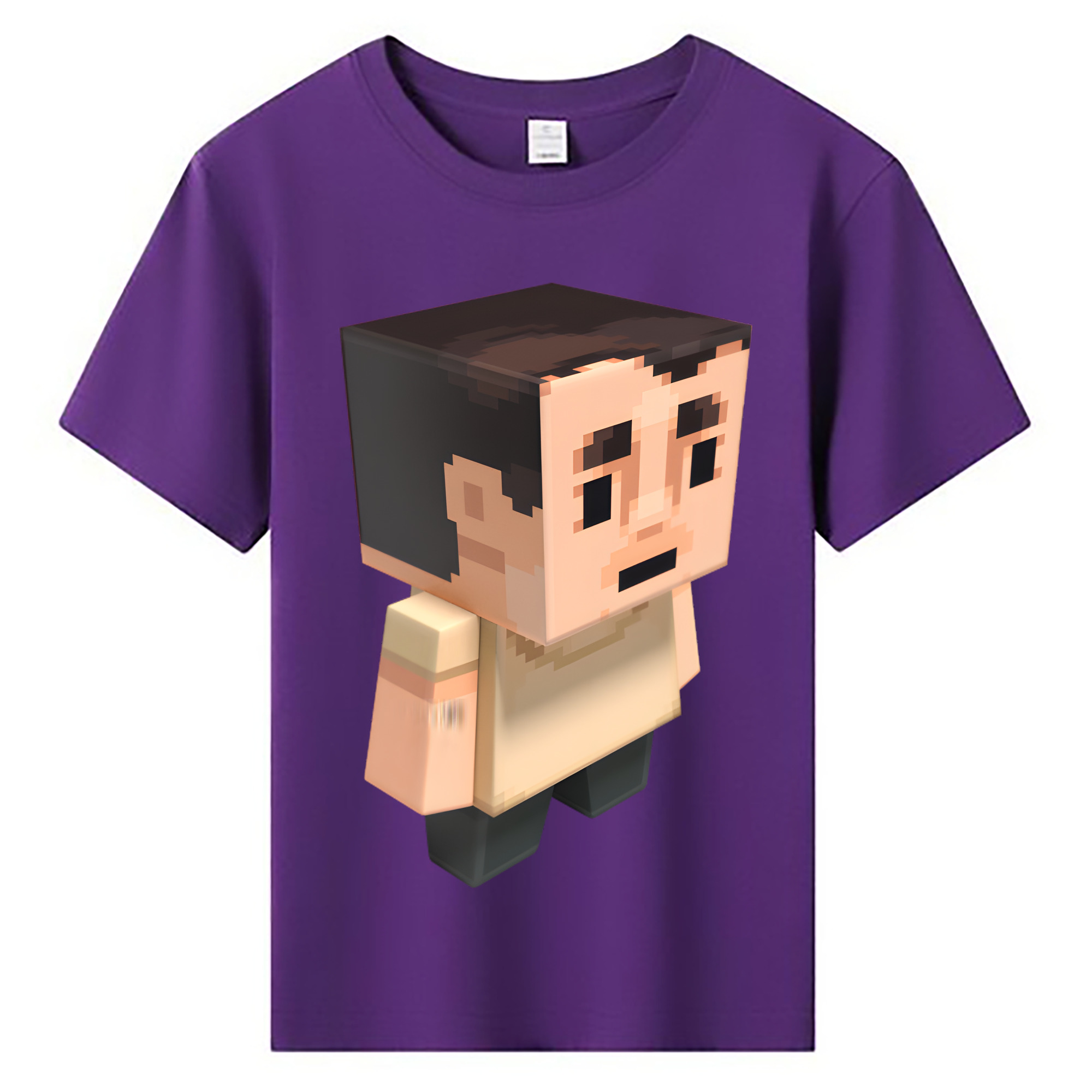 （画像用） マインクラフト ブロックの世界 Minecraft MC Block world 綿100％キッズTシャツ（フロントプリント）