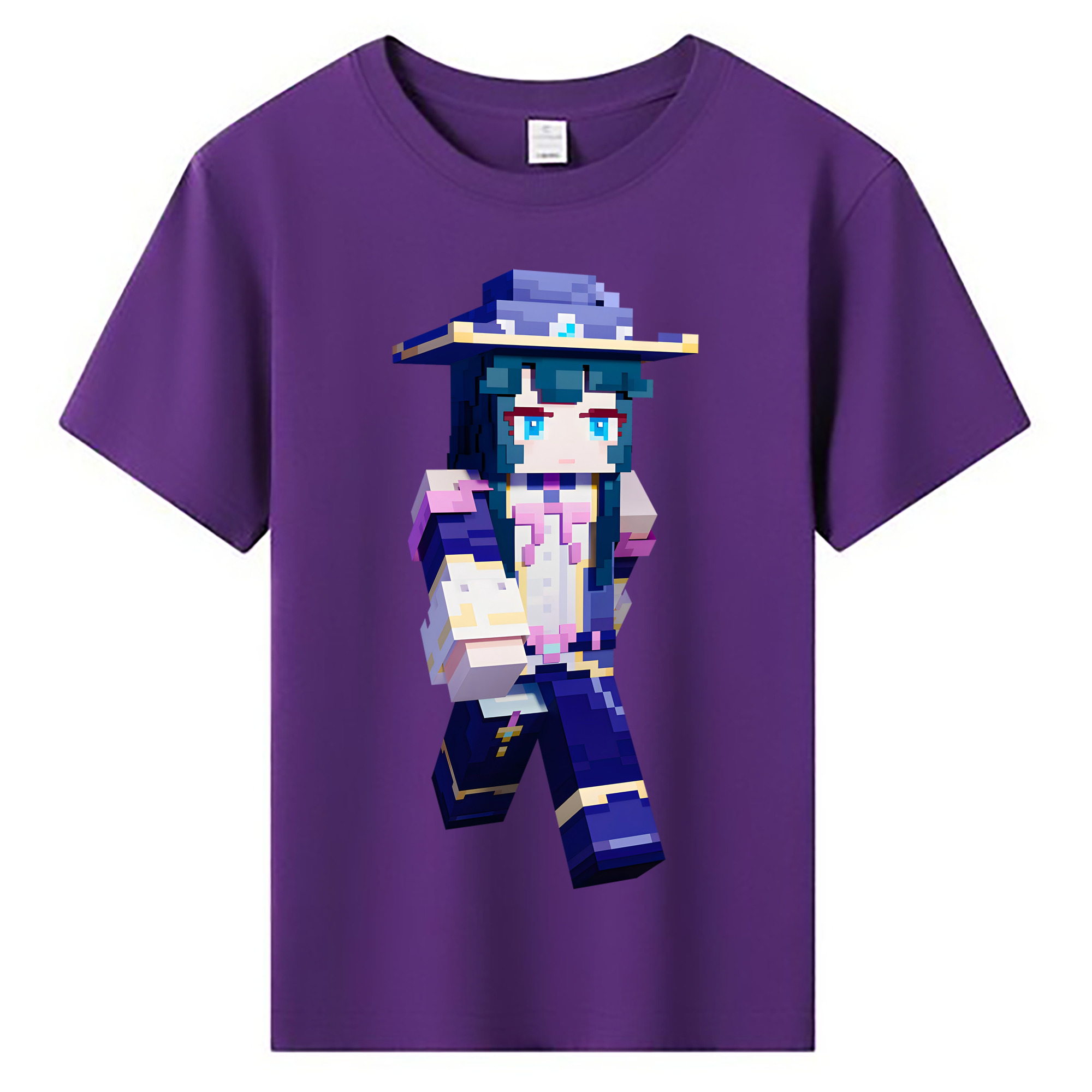 （画像用） マインクラフト ブロックの世界 Minecraft MC Block world 綿100％キッズTシャツ（フロントプリント）