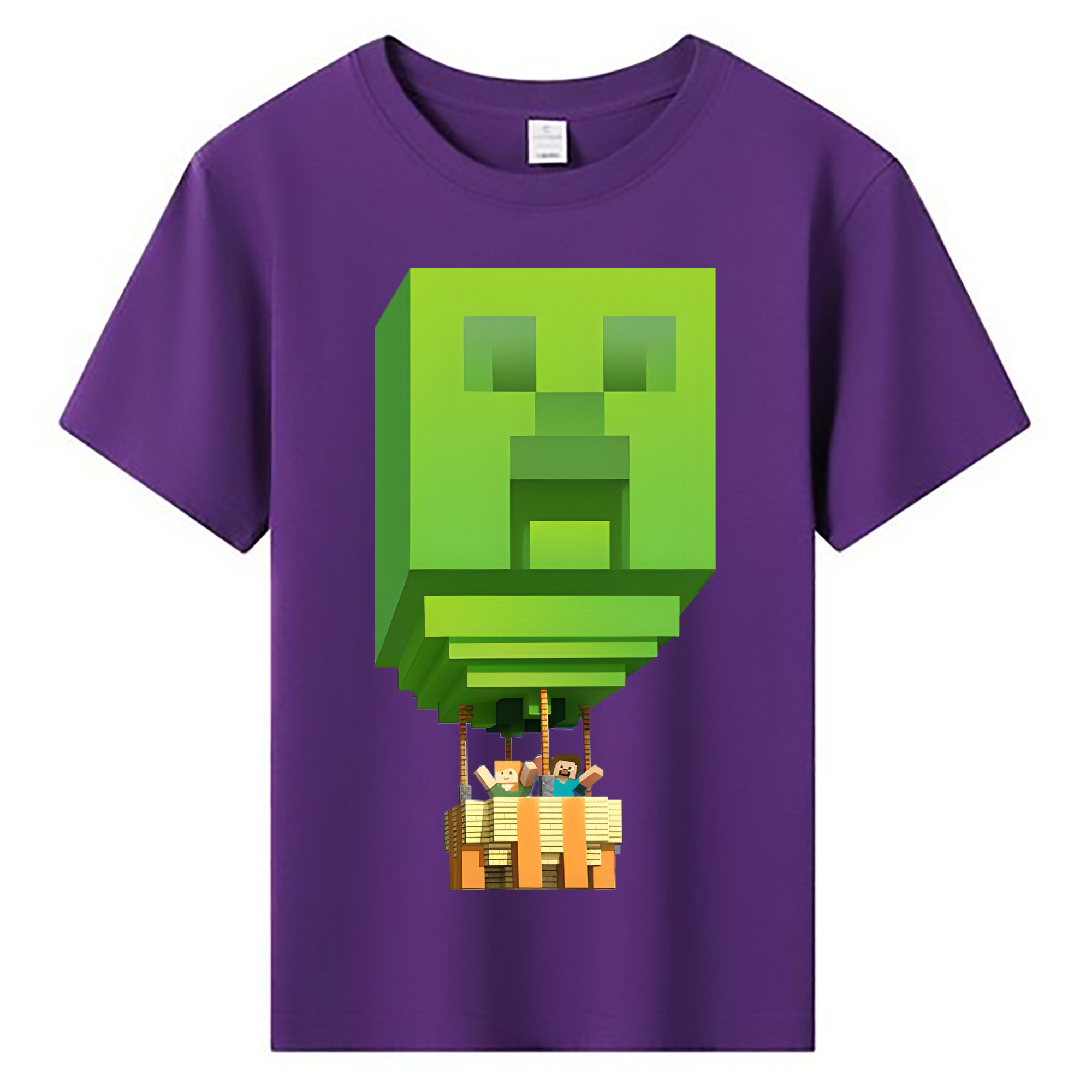 （画像用） マインクラフト ブロックの世界 Minecraft MC Block world 綿100％キッズTシャツ（フロントプリント）