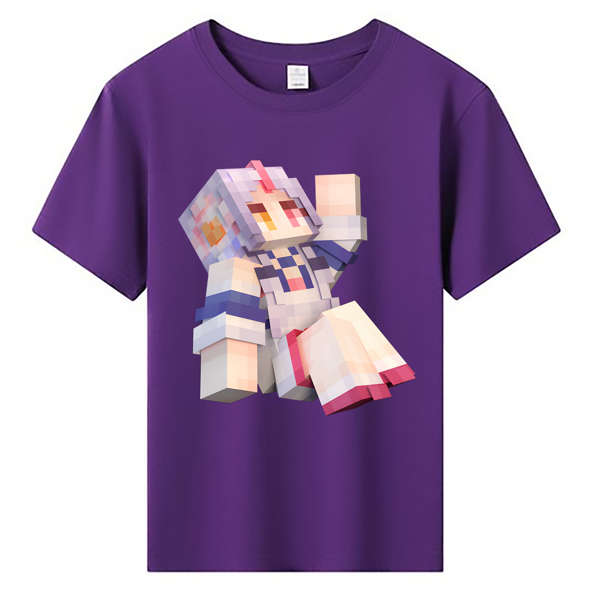（画像用） マインクラフト ブロックの世界 Minecraft MC Block world 綿100％キッズTシャツ（フロントプリント）