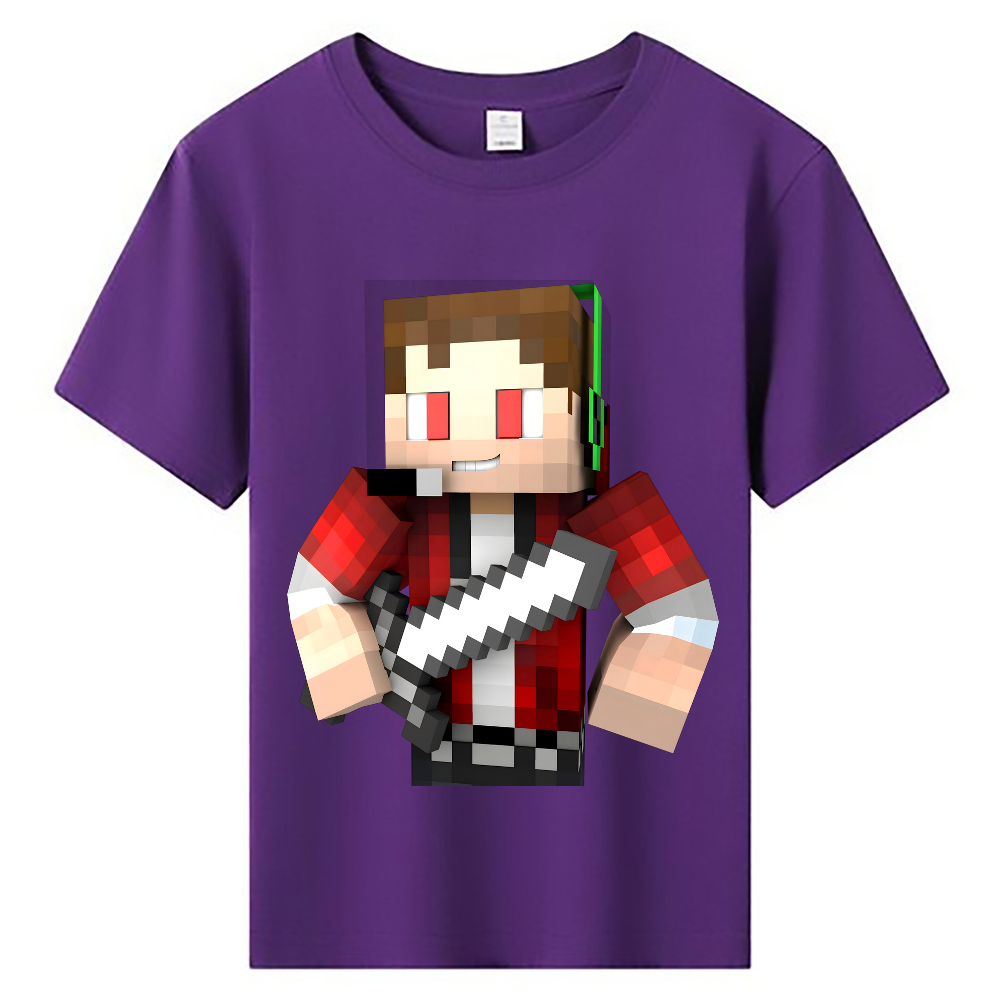 （画像用） マインクラフト ブロックの世界 Minecraft MC Block world 綿100％キッズTシャツ（フロントプリント）