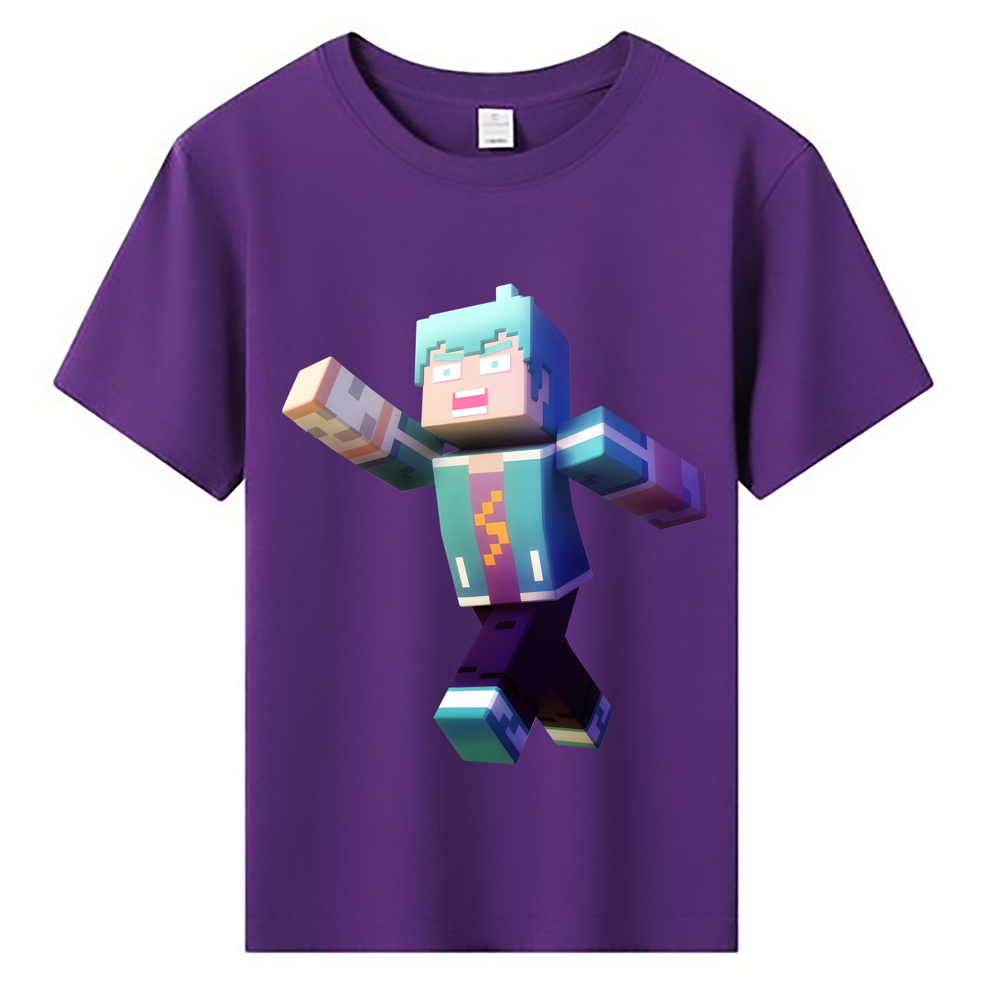 （画像用） マインクラフト ブロックの世界 Minecraft MC Block world 綿100％キッズTシャツ（フロントプリント）