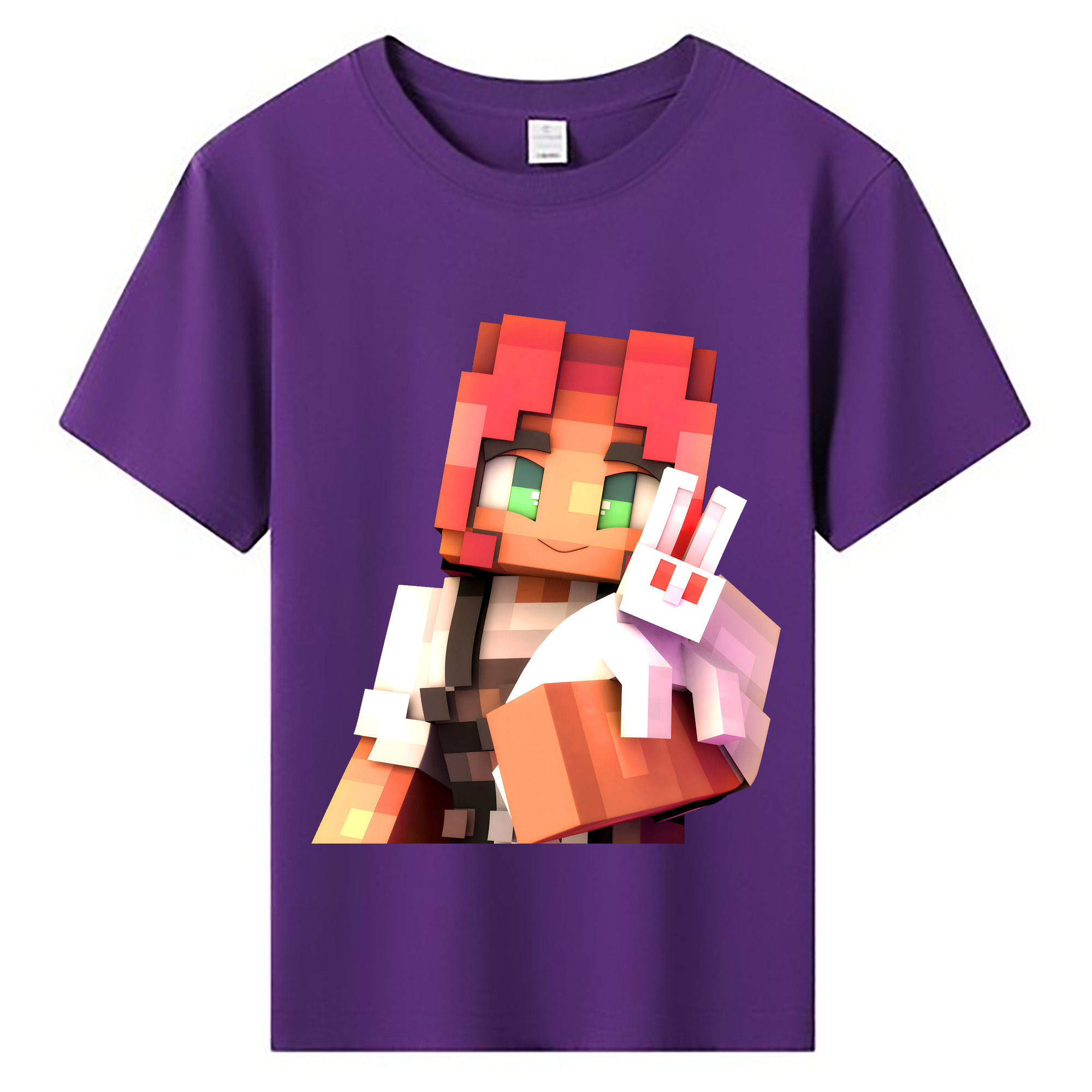 （画像用） マインクラフト ブロックの世界 Minecraft MC Block world 綿100％キッズTシャツ（フロントプリント）