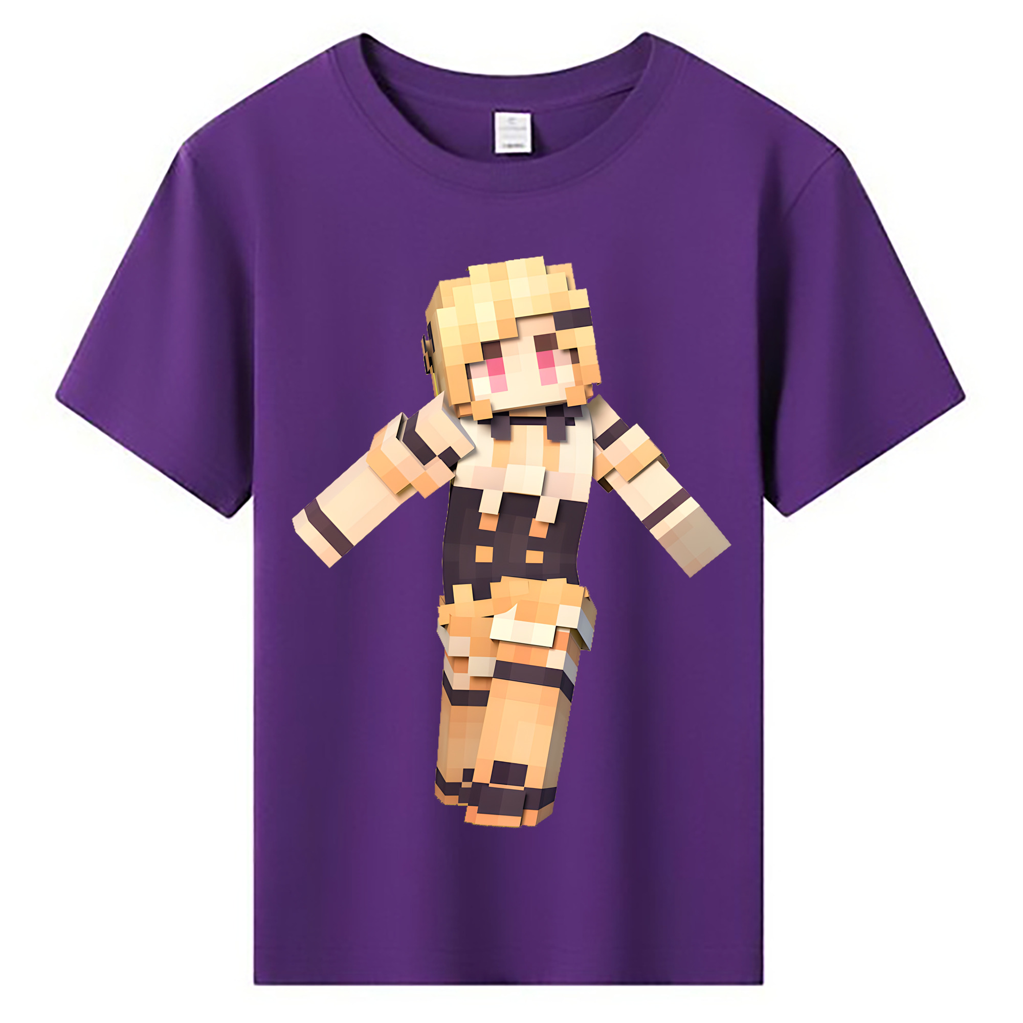 （画像用） マインクラフト ブロックの世界 Minecraft MC Block world 綿100％キッズTシャツ（フロントプリント）
