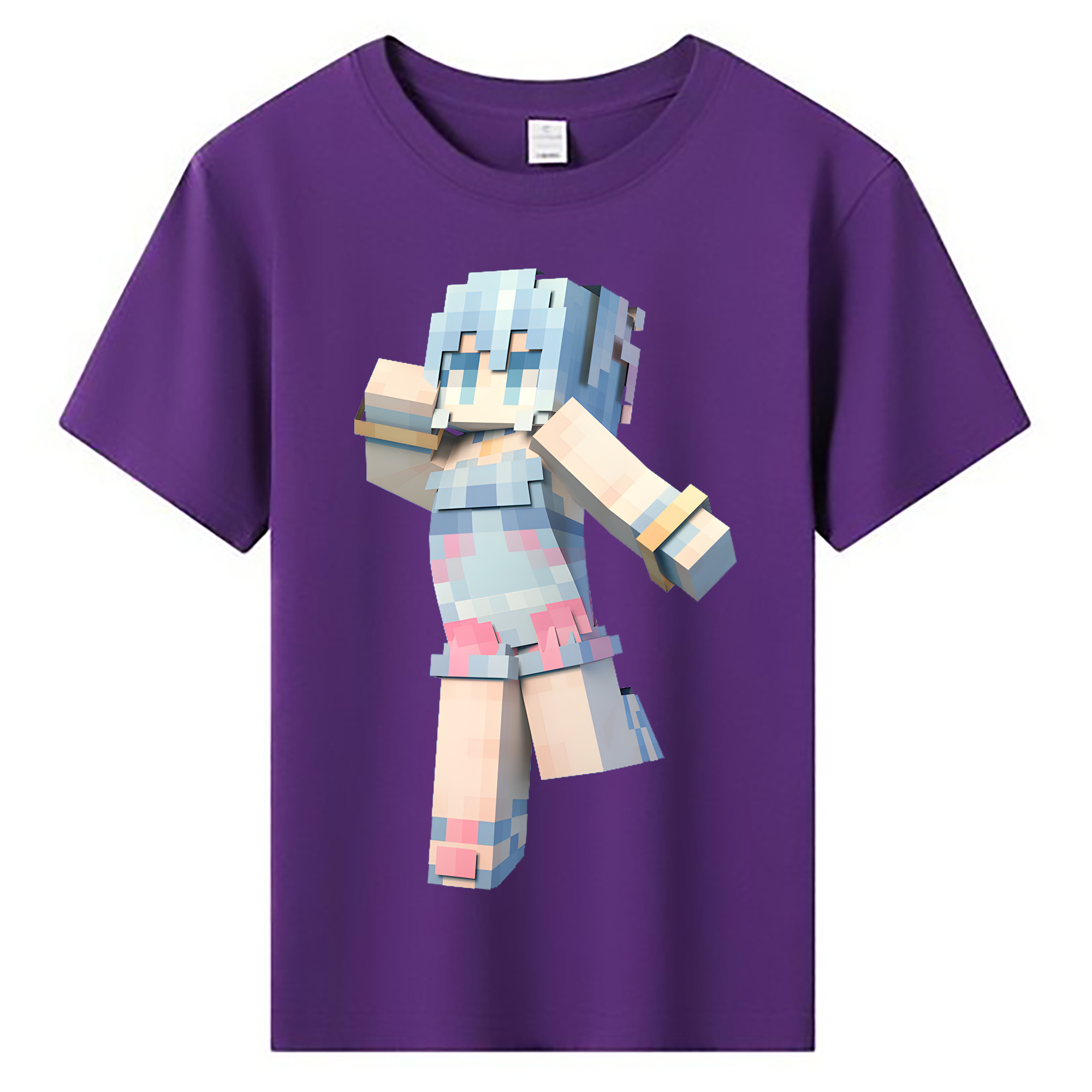 （画像用） マインクラフト ブロックの世界 Minecraft MC Block world 綿100％キッズTシャツ（フロントプリント）