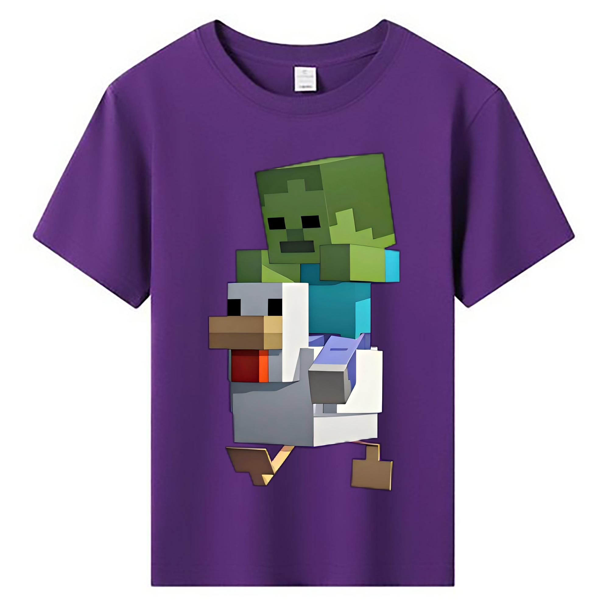 （画像用） マインクラフト ブロックの世界 Minecraft MC Block world 綿100％キッズTシャツ（フロントプリント）