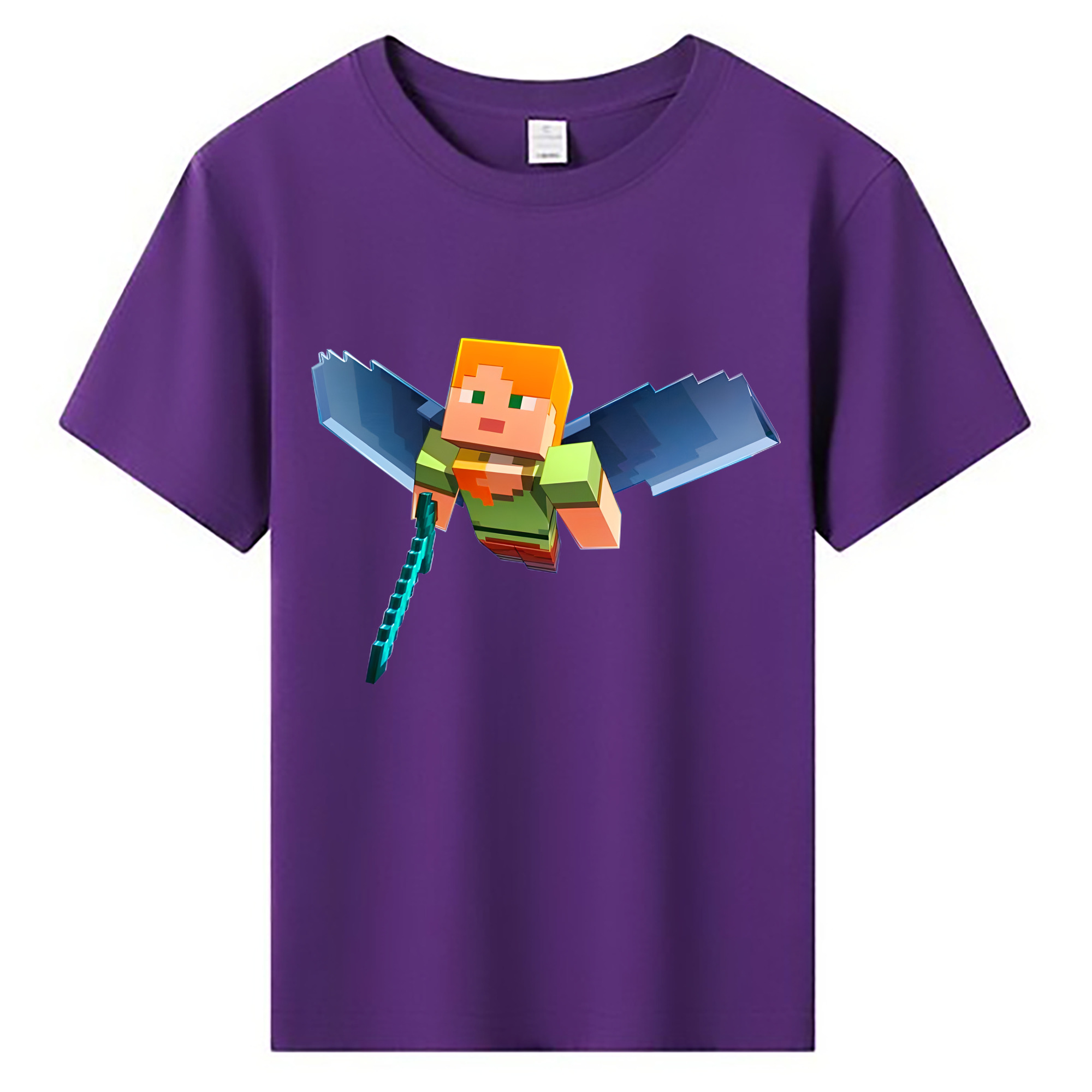（画像用） マインクラフト ブロックの世界 Minecraft MC Block world 綿100％キッズTシャツ（フロントプリント）