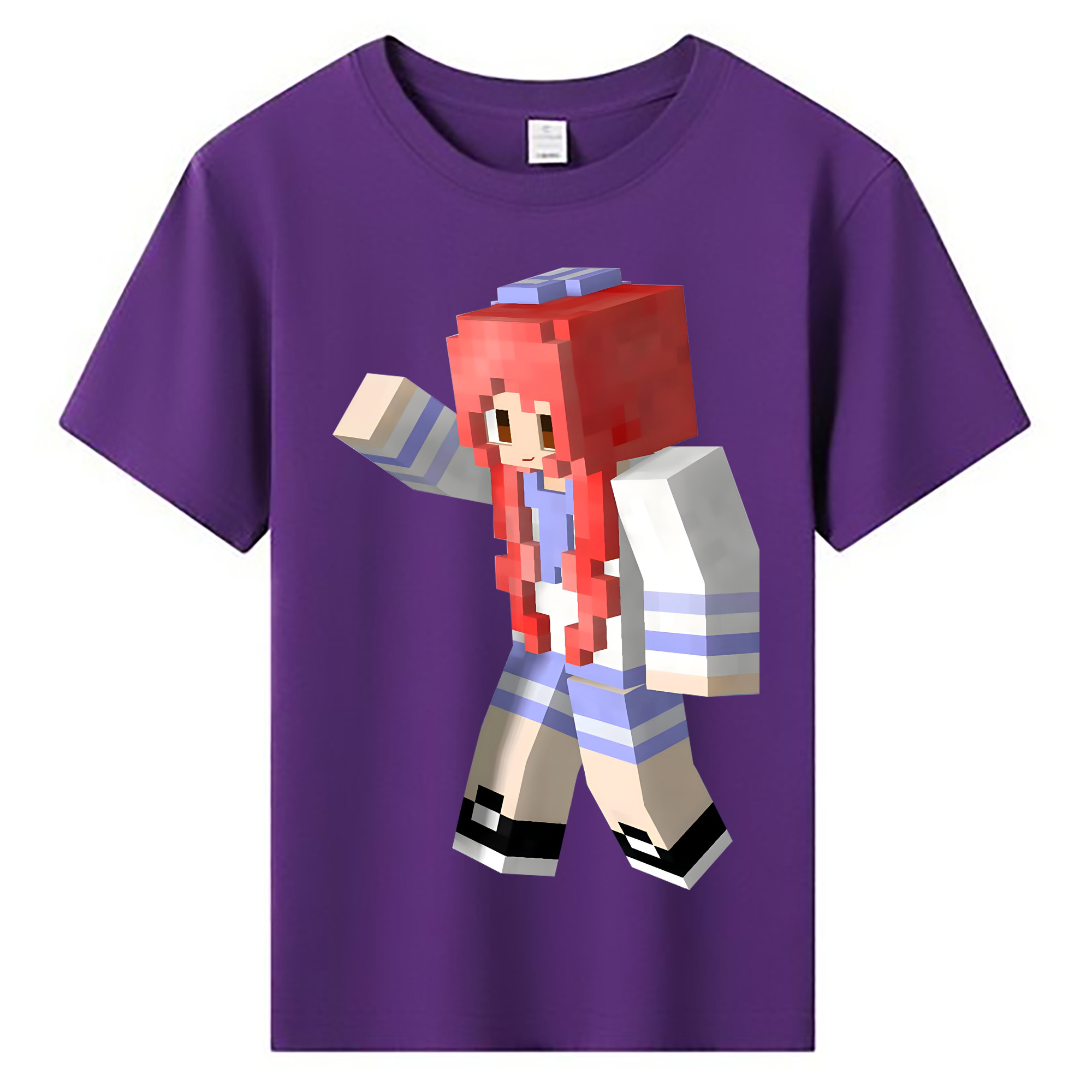 （画像用） マインクラフト ブロックの世界 Minecraft MC Block world 綿100％キッズTシャツ（フロントプリント）