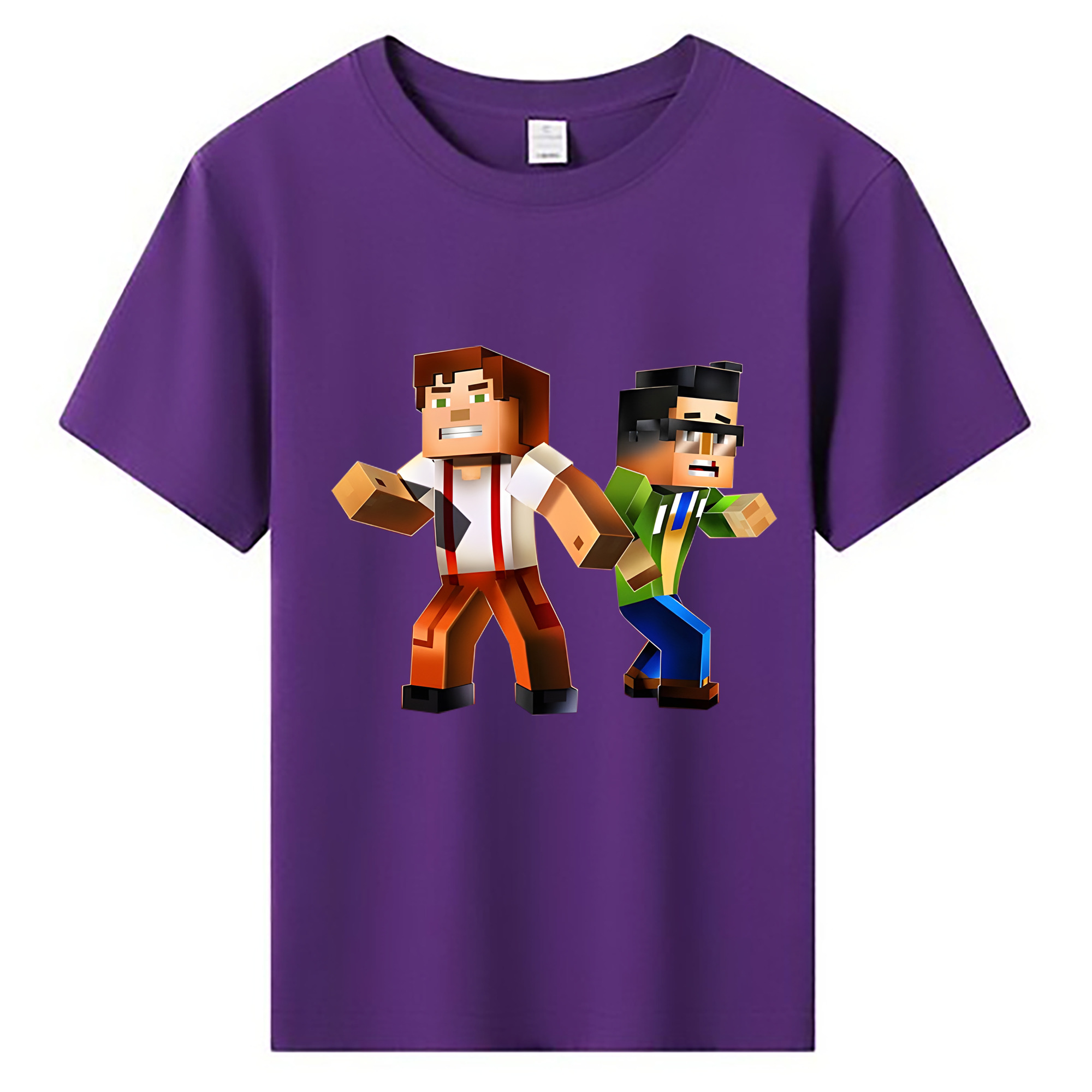 （画像用） マインクラフト ブロックの世界 Minecraft MC Block world 綿100％キッズTシャツ（フロントプリント）
