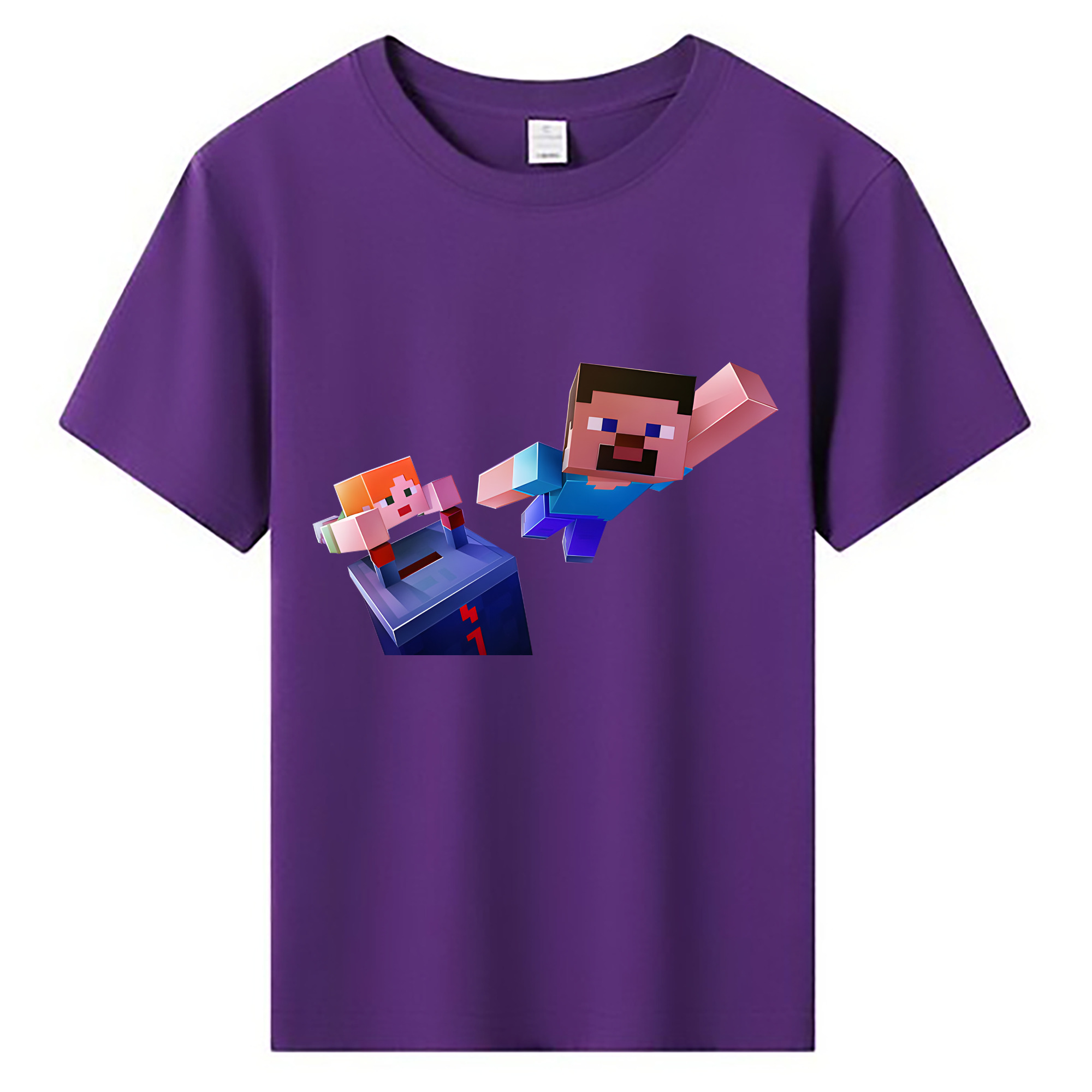 （画像用） マインクラフト ブロックの世界 Minecraft MC Block world 綿100％キッズTシャツ（フロントプリント）