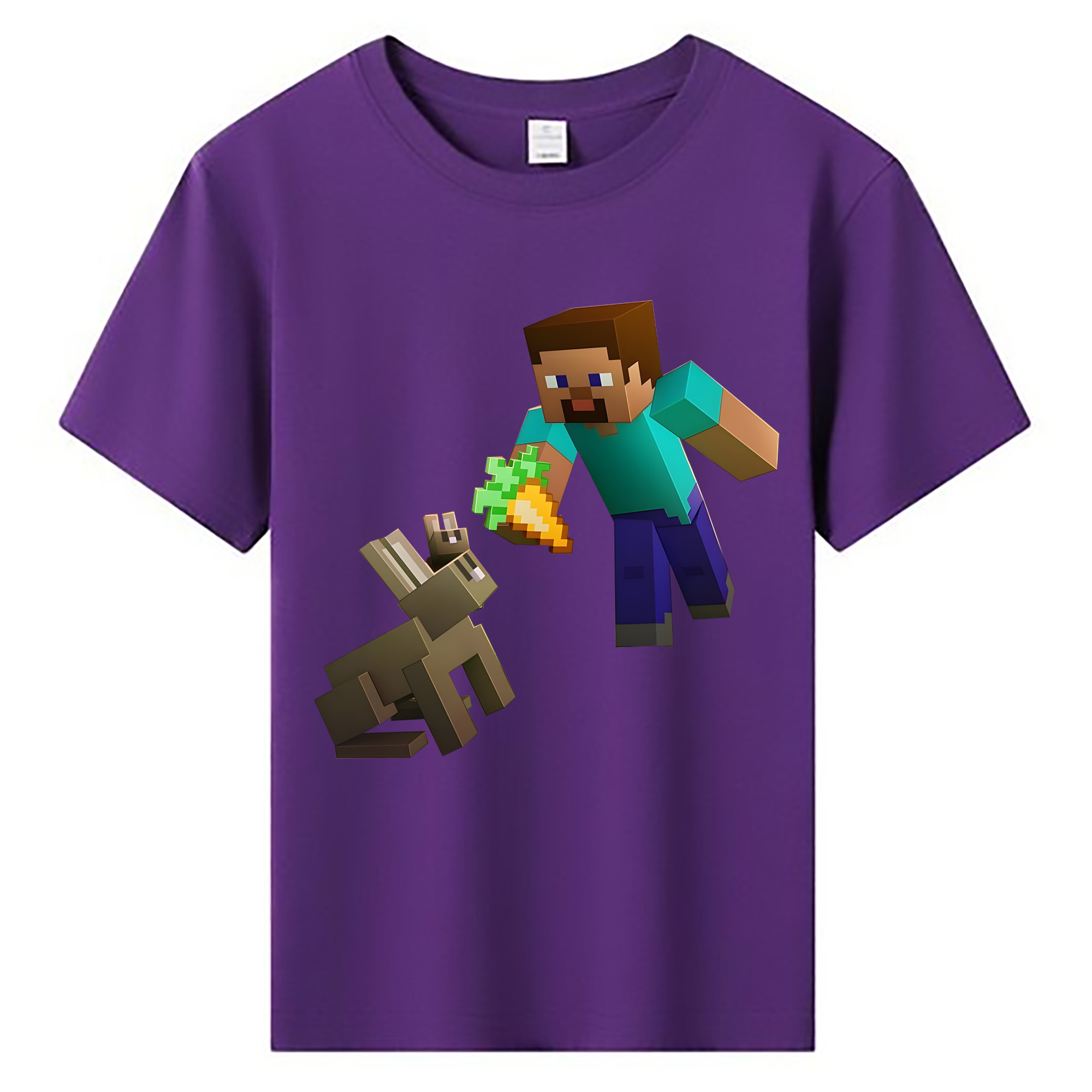 （画像用） マインクラフト ブロックの世界 Minecraft MC Block world 綿100％キッズTシャツ（フロントプリント）