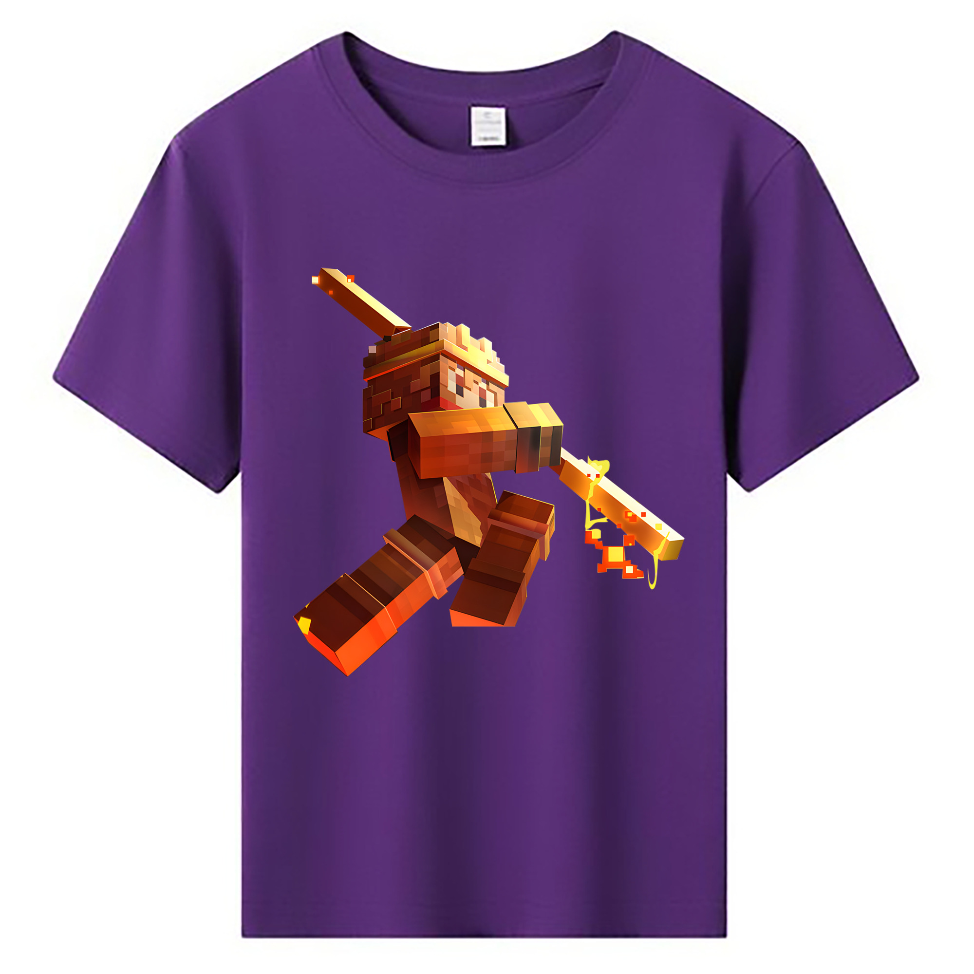 （画像用） マインクラフト ブロックの世界 Minecraft MC Block world 綿100％キッズTシャツ（フロントプリント）