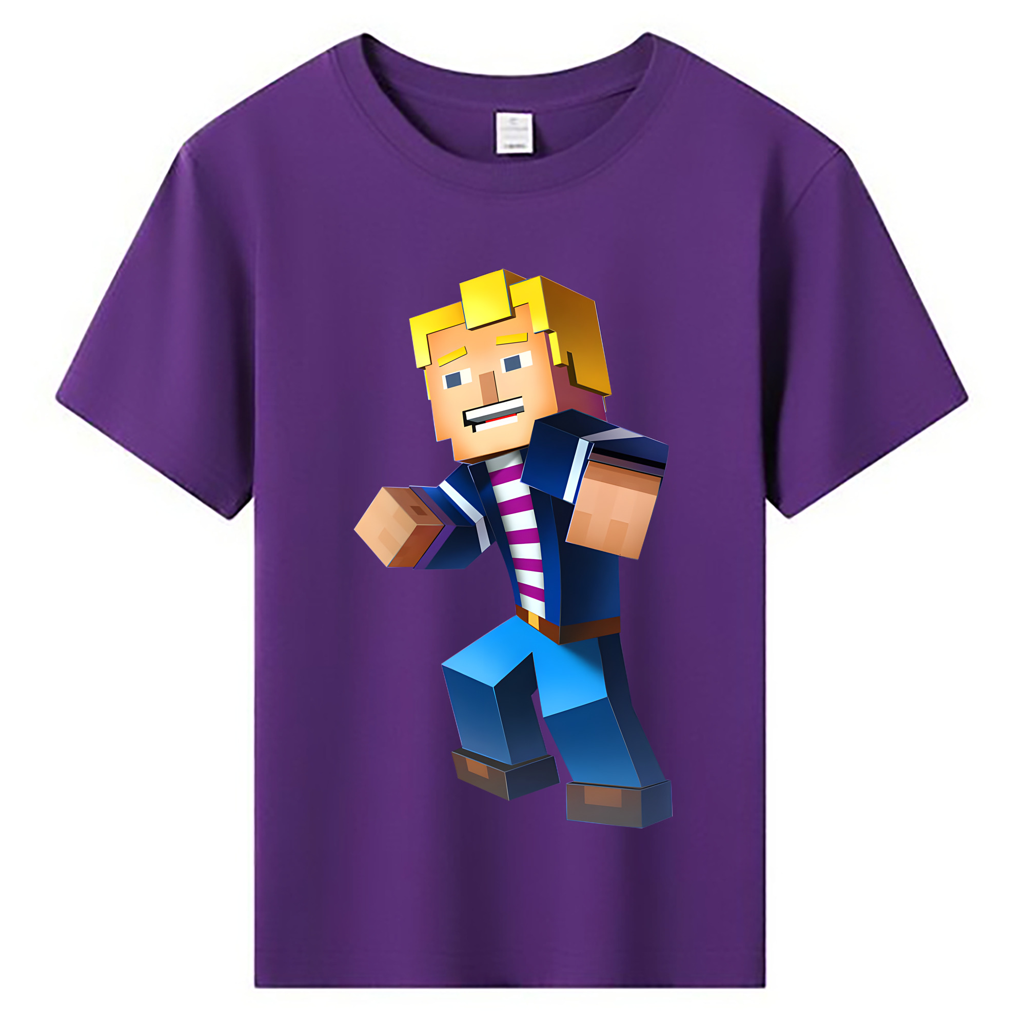 （画像用） マインクラフト ブロックの世界 Minecraft MC Block world 綿100％キッズTシャツ（フロントプリント）