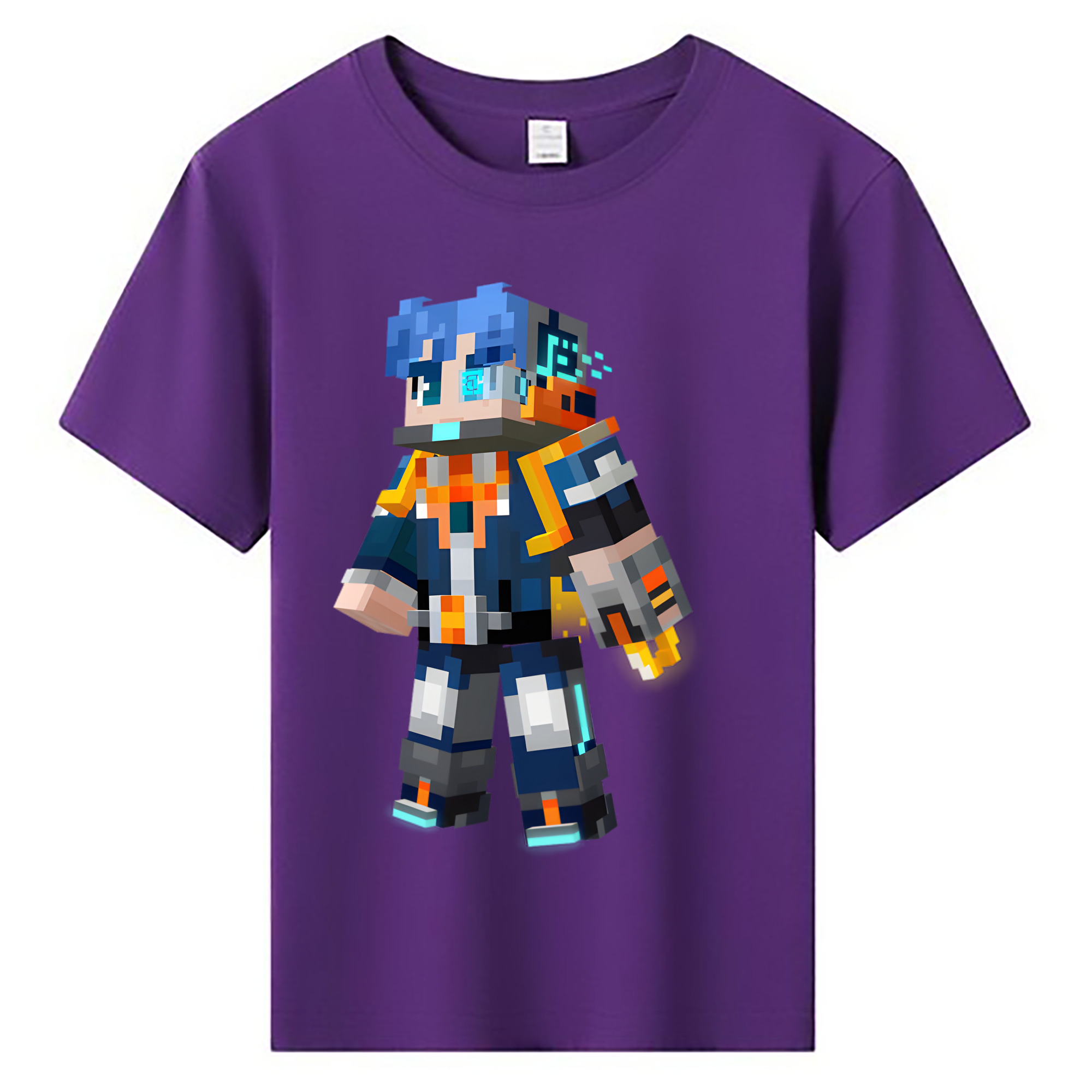 （画像用） マインクラフト ブロックの世界 Minecraft MC Block world 綿100％キッズTシャツ（フロントプリント）