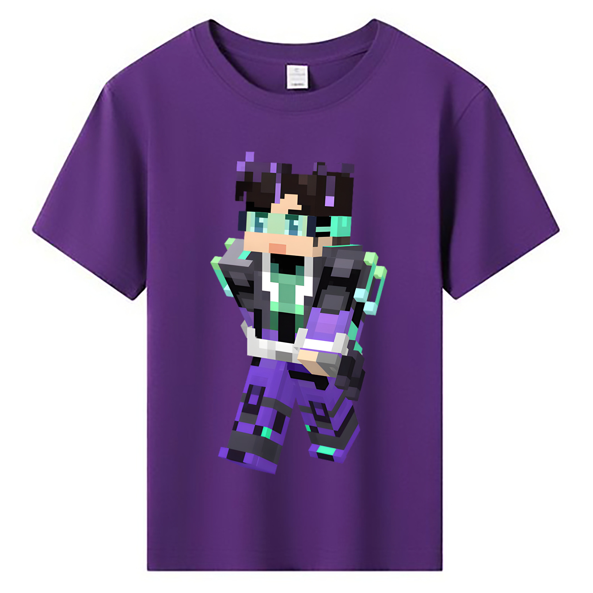 （画像用） マインクラフト ブロックの世界 Minecraft MC Block world 綿100％キッズTシャツ（フロントプリント）
