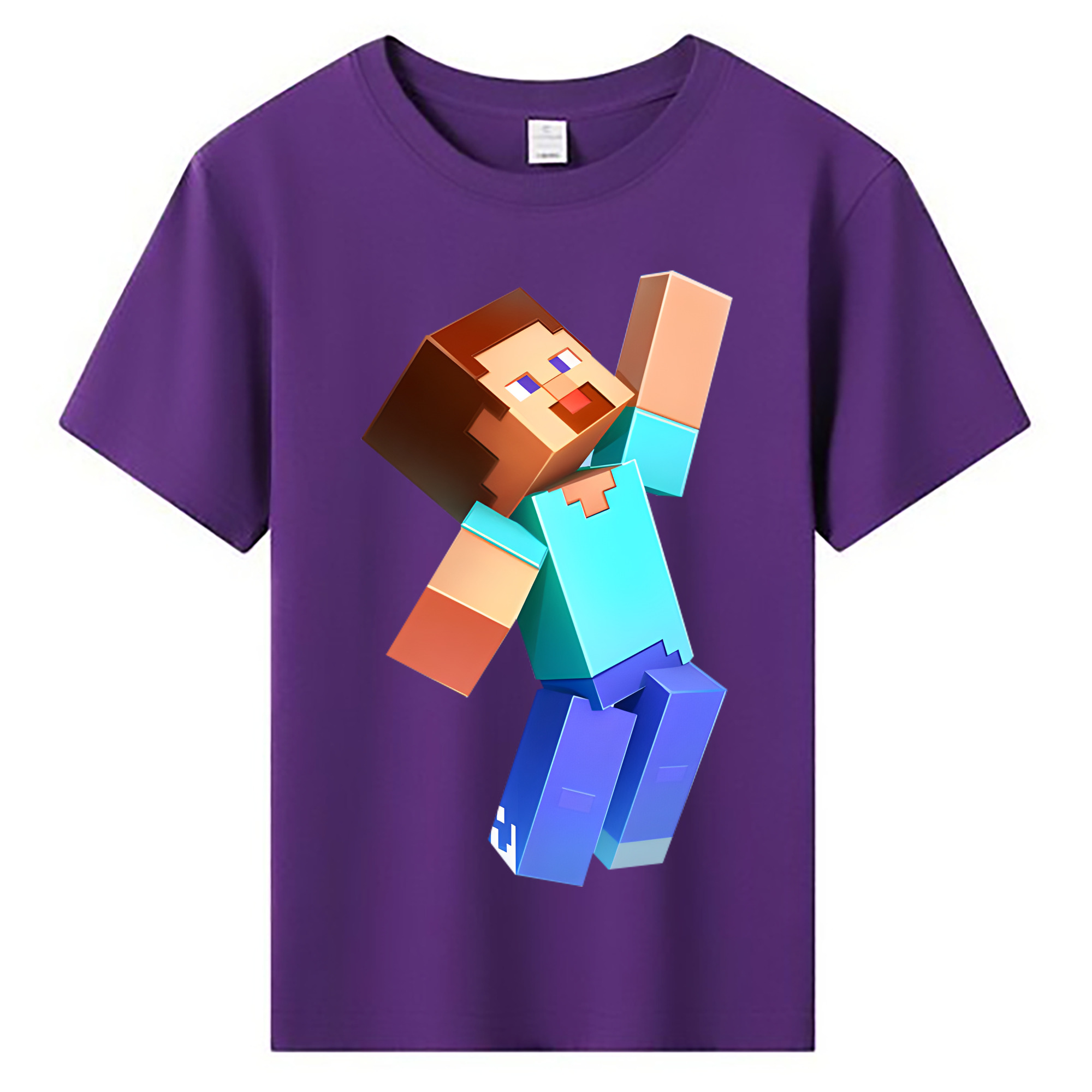 （画像用） マインクラフト ブロックの世界 Minecraft MC Block world 綿100％キッズTシャツ（フロントプリント）