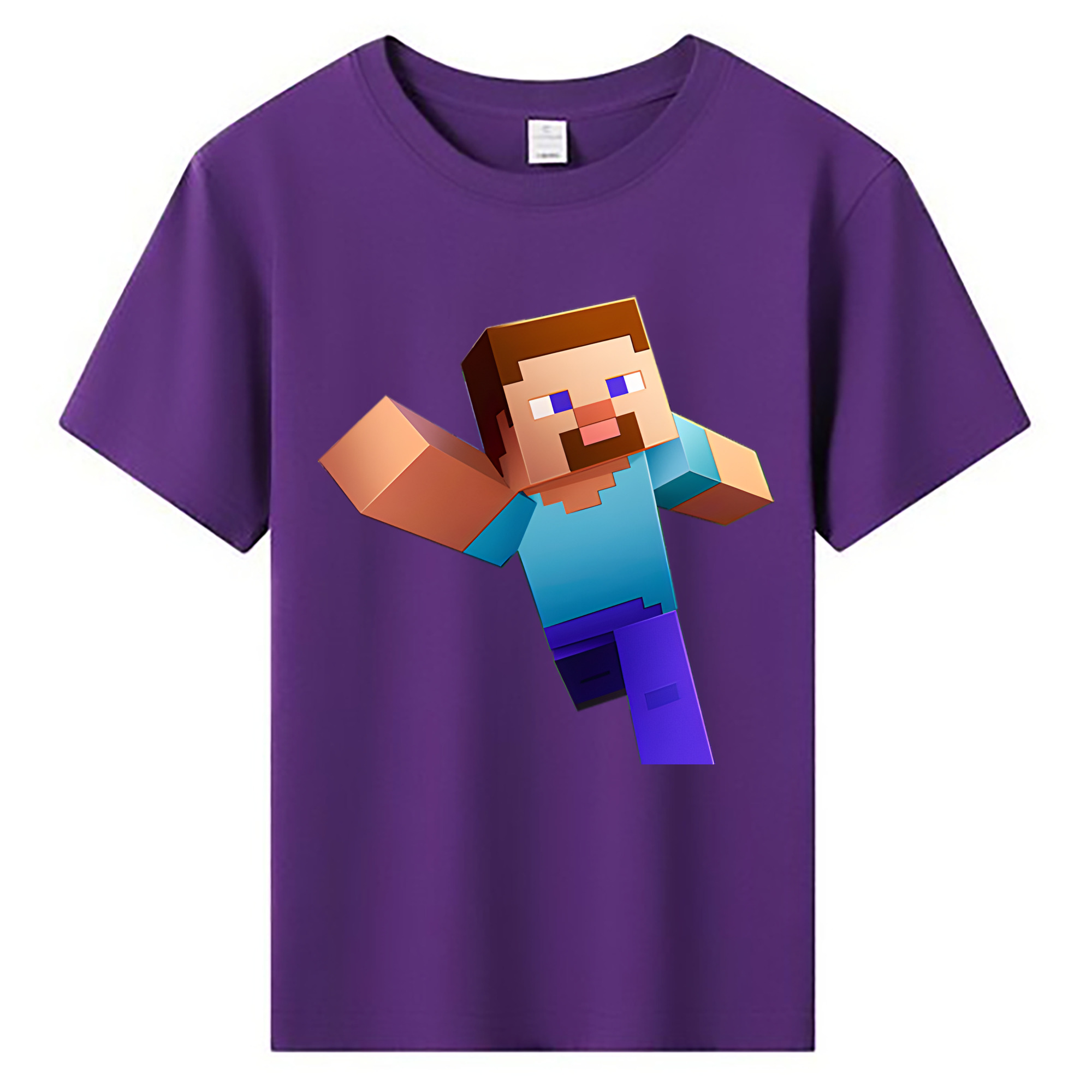 （画像用） マインクラフト ブロックの世界 Minecraft MC Block world 綿100％キッズTシャツ（フロントプリント）