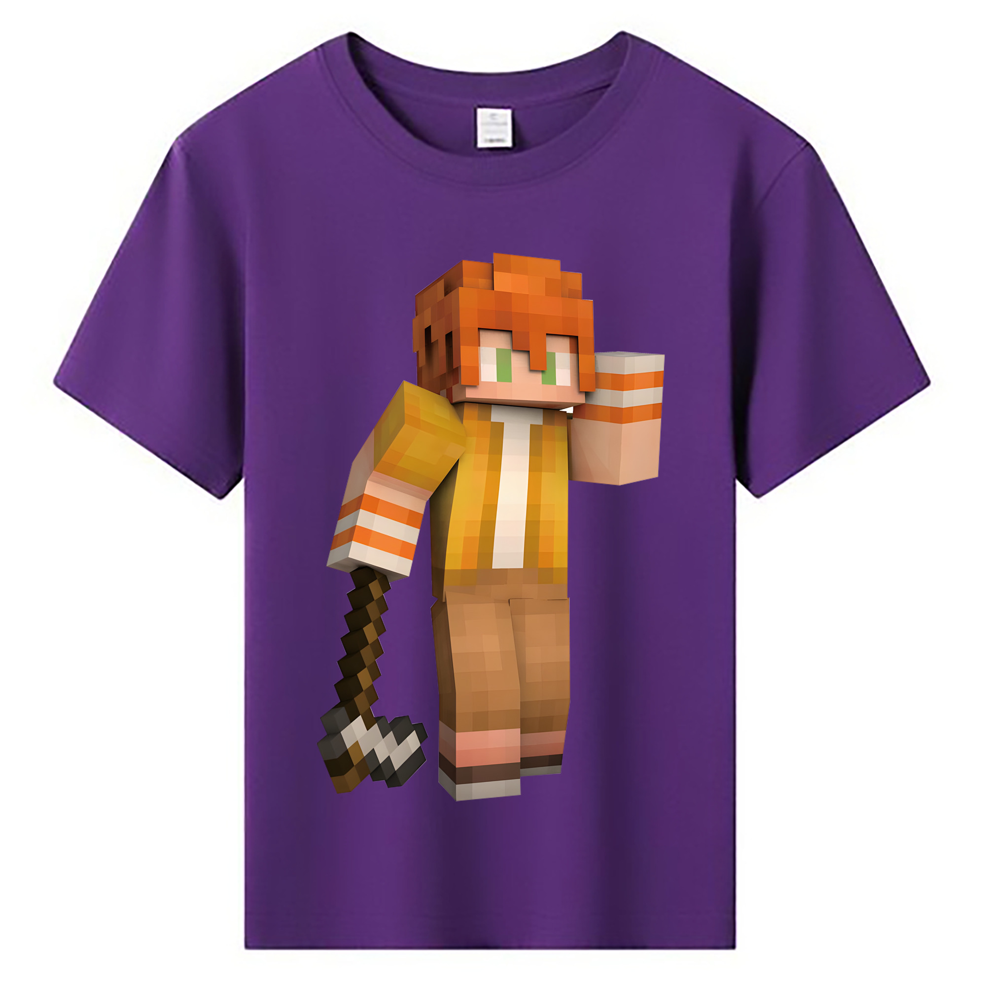 （画像用） マインクラフト ブロックの世界 Minecraft MC Block world 綿100％キッズTシャツ（フロントプリント）