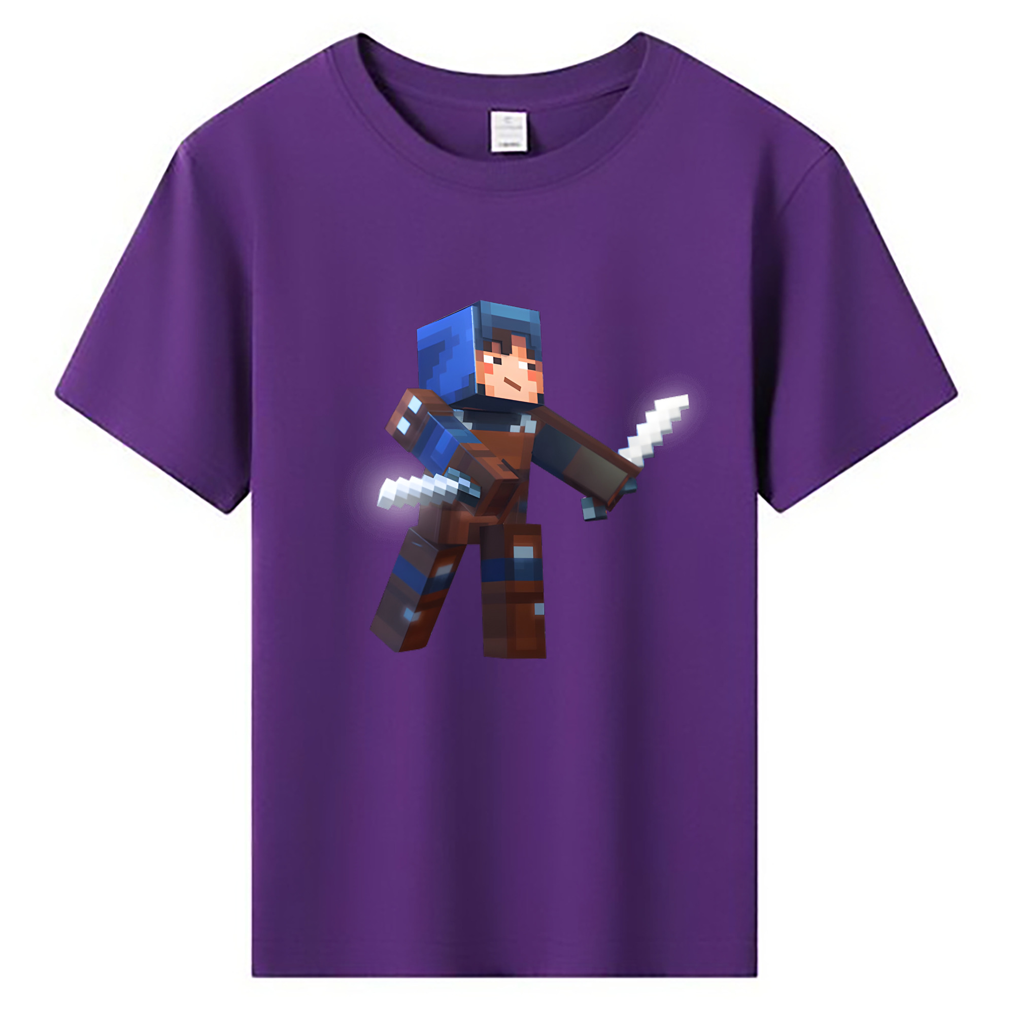 （画像用） マインクラフト ブロックの世界 Minecraft MC Block world 綿100％キッズTシャツ（フロントプリント）