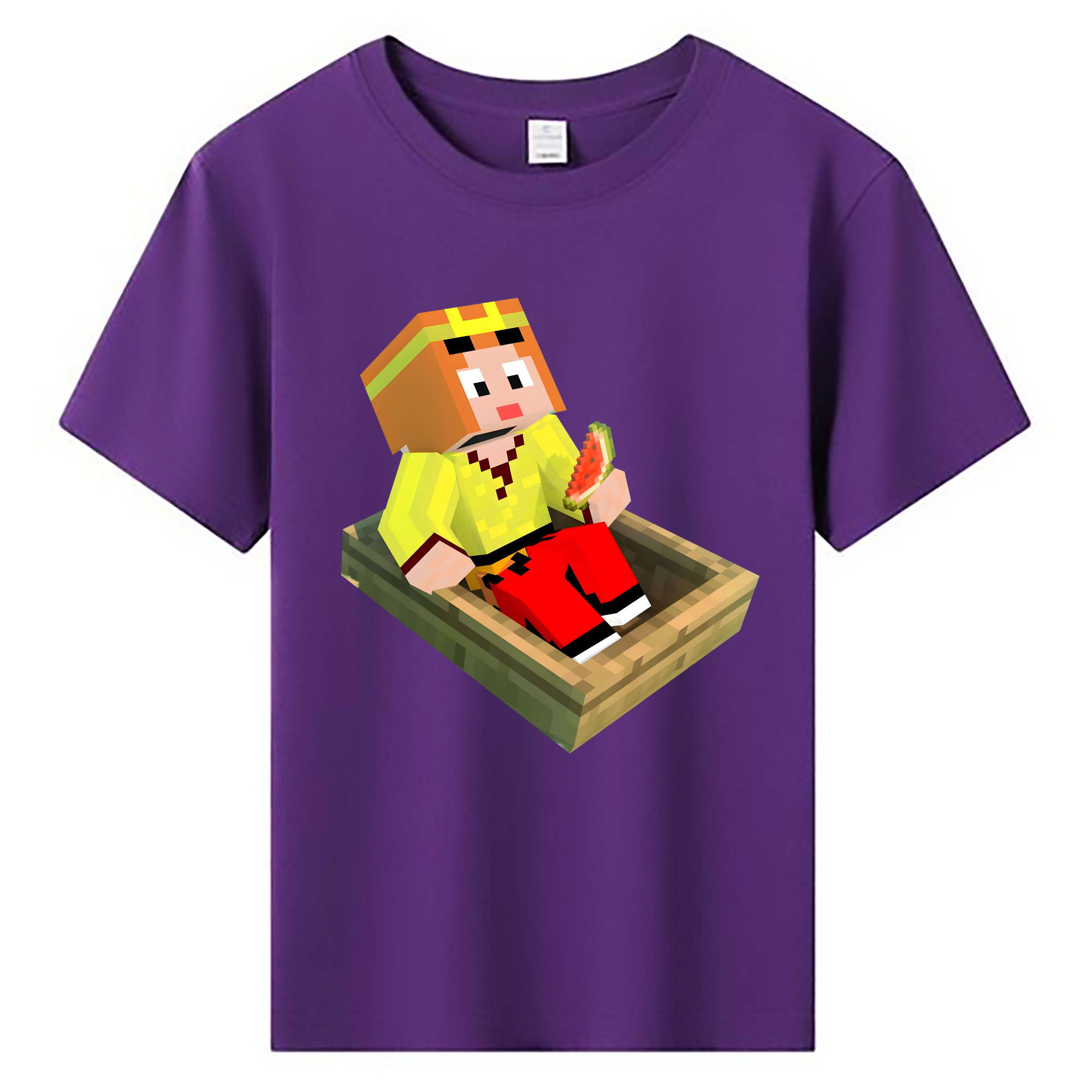 （画像用） マインクラフト ブロックの世界 Minecraft MC Block world 綿100％キッズTシャツ（フロントプリント）