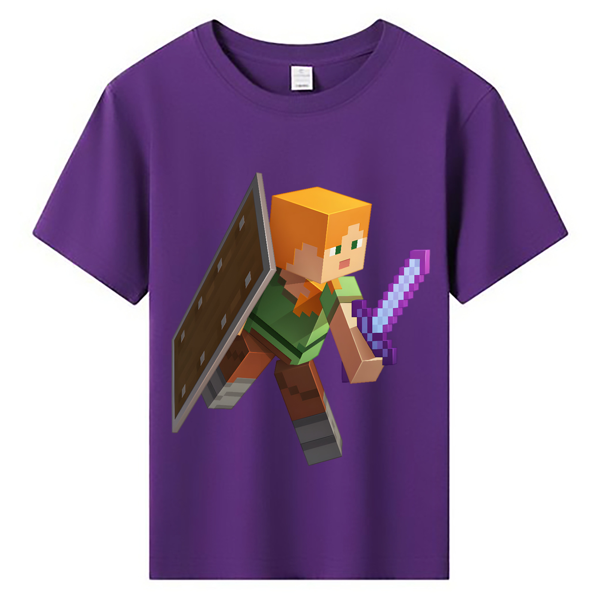 （画像用） マインクラフト ブロックの世界 Minecraft MC Block world 綿100％キッズTシャツ（フロントプリント）