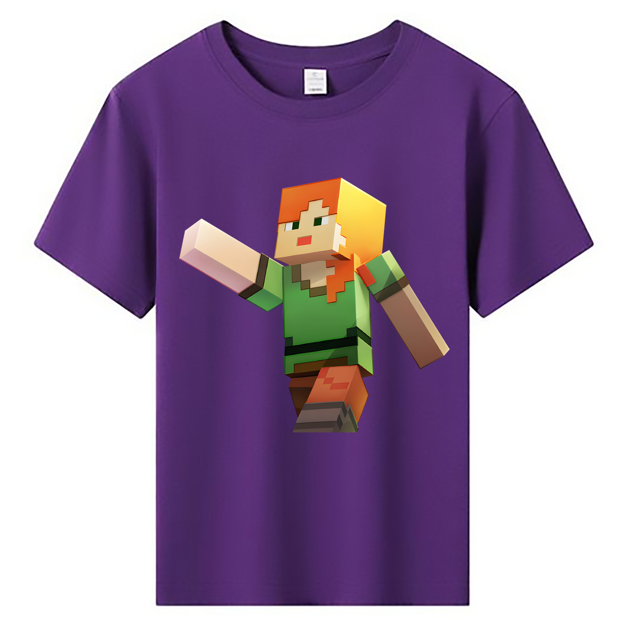 （画像用） マインクラフト ブロックの世界 Minecraft MC Block world 綿100％キッズTシャツ（フロントプリント）