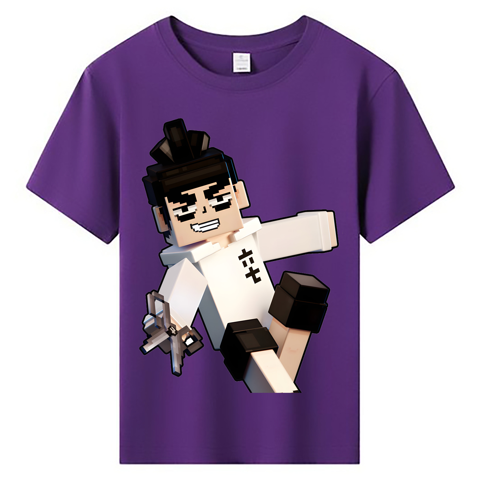 （画像用） マインクラフト ブロックの世界 Minecraft MC Block world 綿100％キッズTシャツ（フロントプリント）