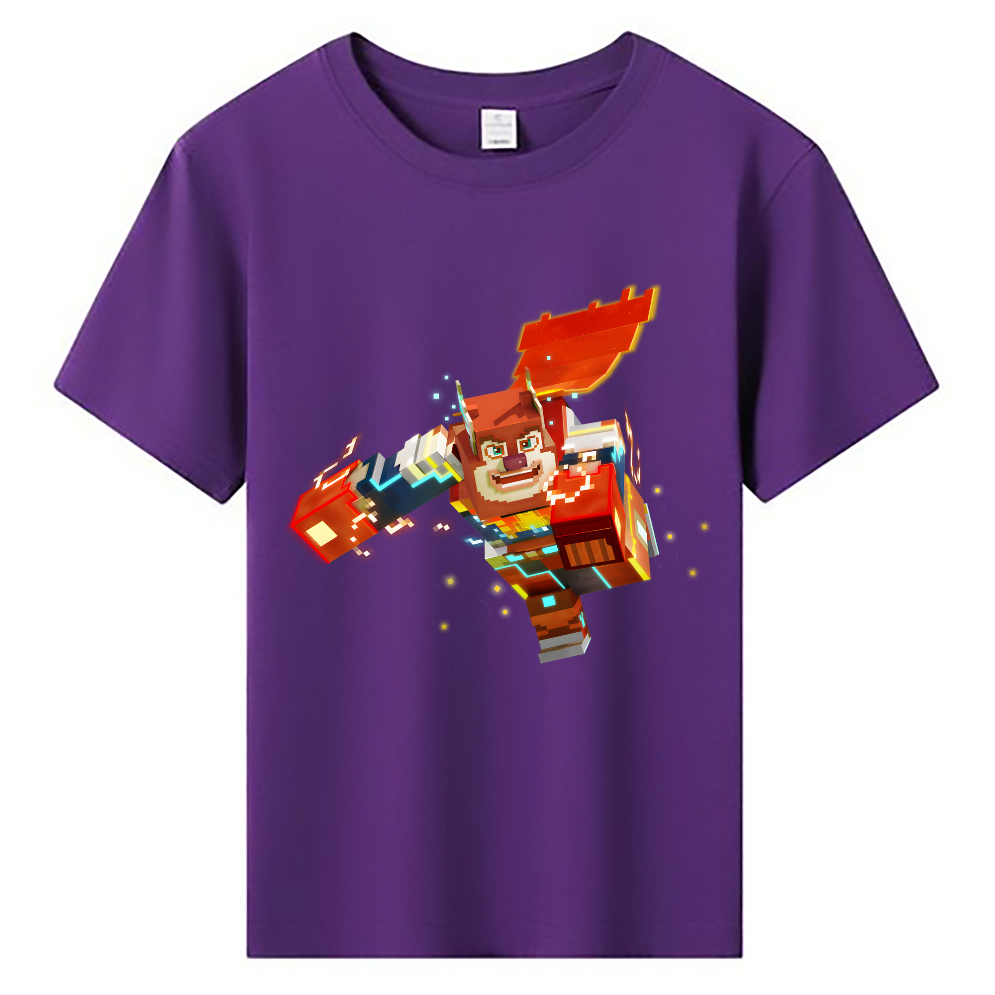 （画像用） マインクラフト ブロックの世界 Minecraft MC Block world 綿100％キッズTシャツ（フロントプリント）