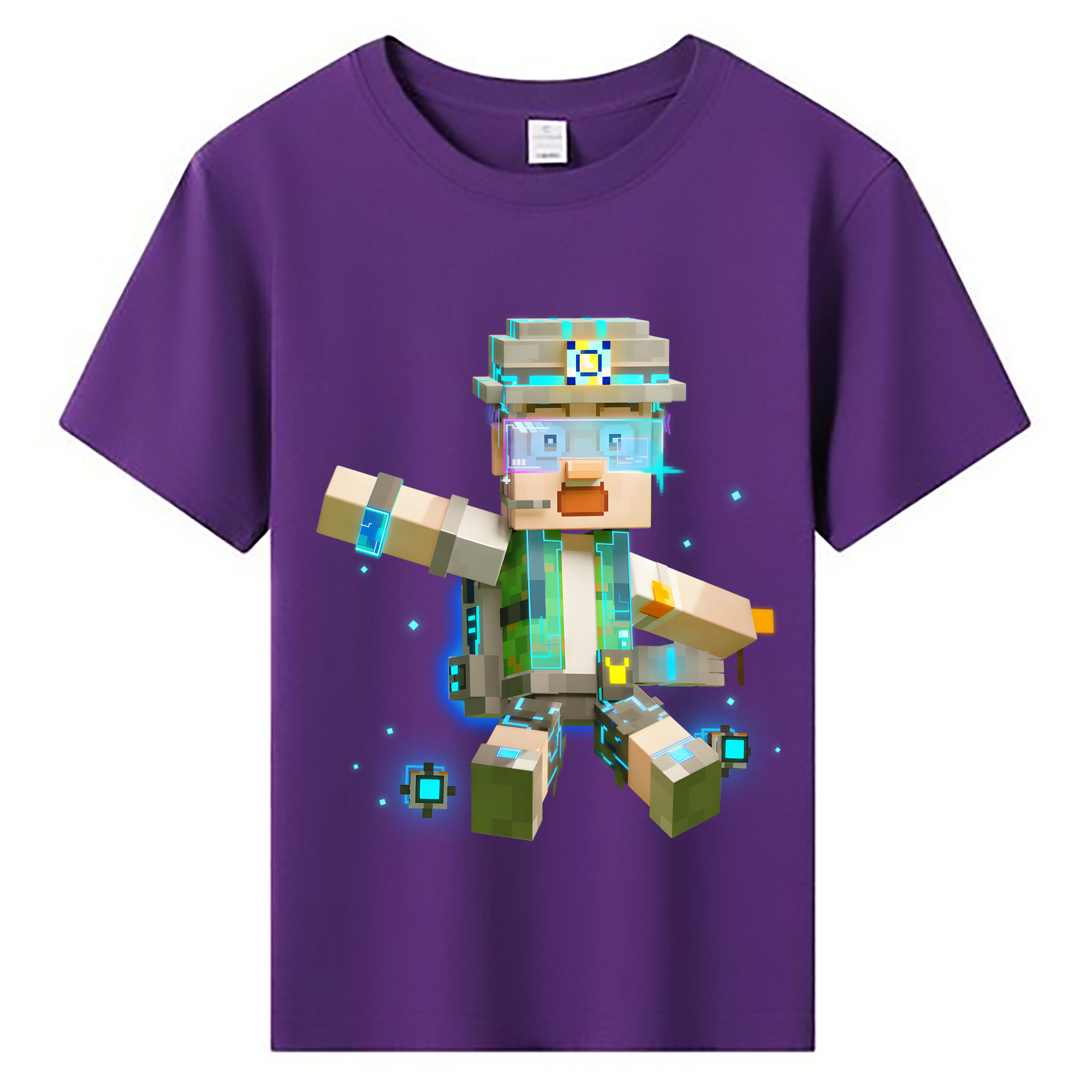 （画像用） マインクラフト ブロックの世界 Minecraft MC Block world 綿100％キッズTシャツ（フロントプリント）