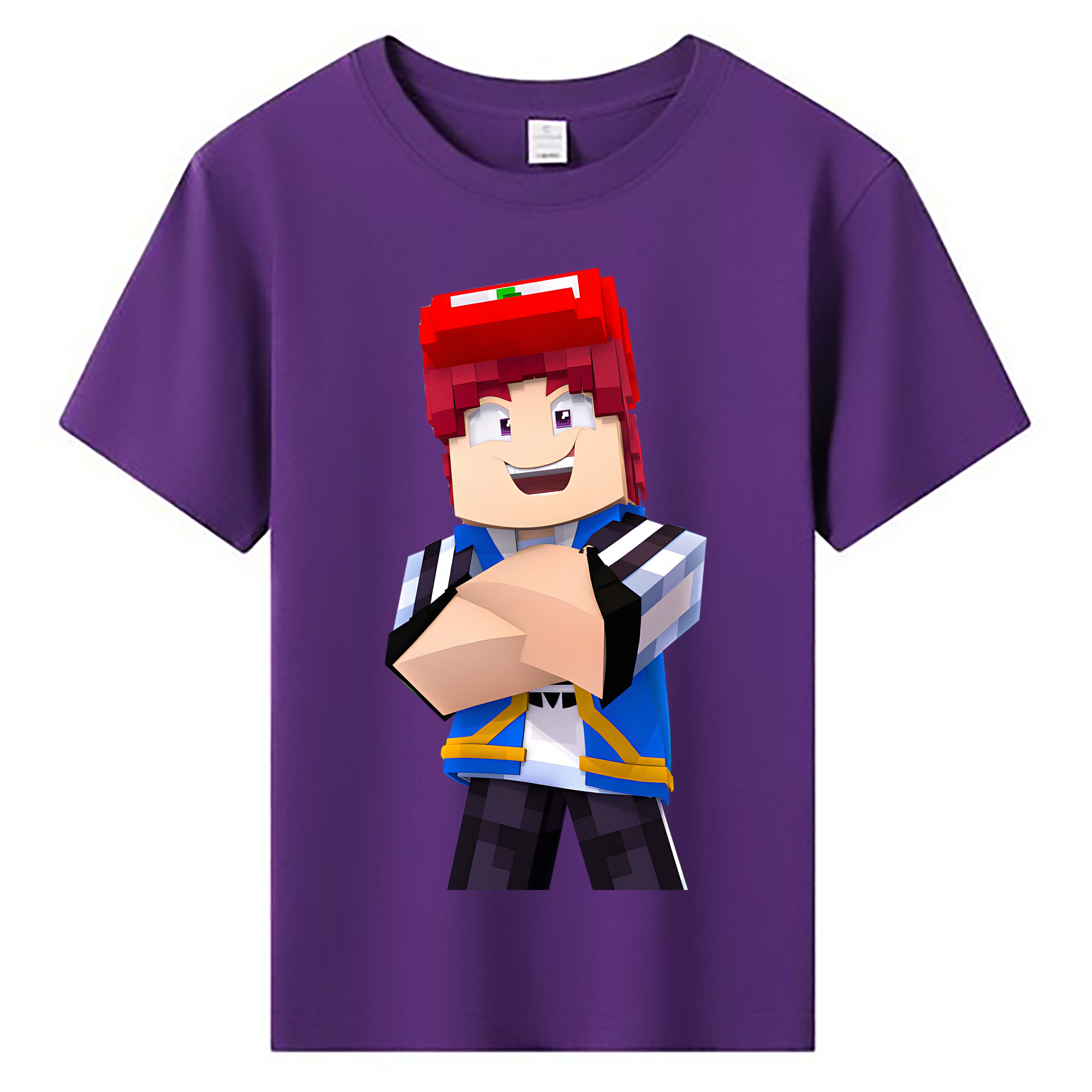 （画像用） マインクラフト ブロックの世界 Minecraft MC Block world 綿100％キッズTシャツ（フロントプリント）