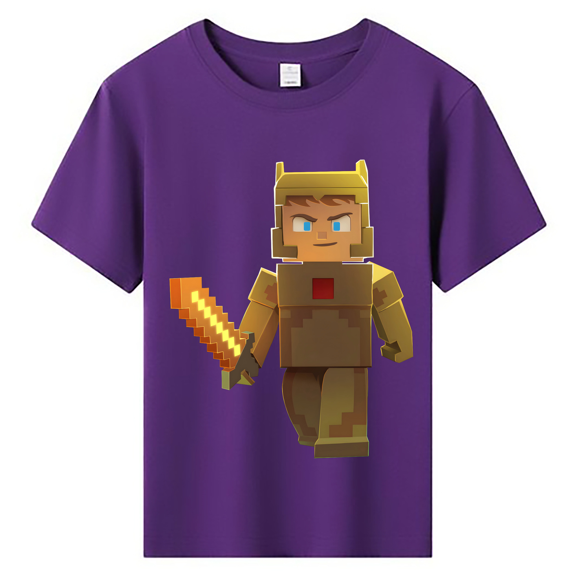（画像用） マインクラフト ブロックの世界 Minecraft MC Block world 綿100％キッズTシャツ（フロントプリント）