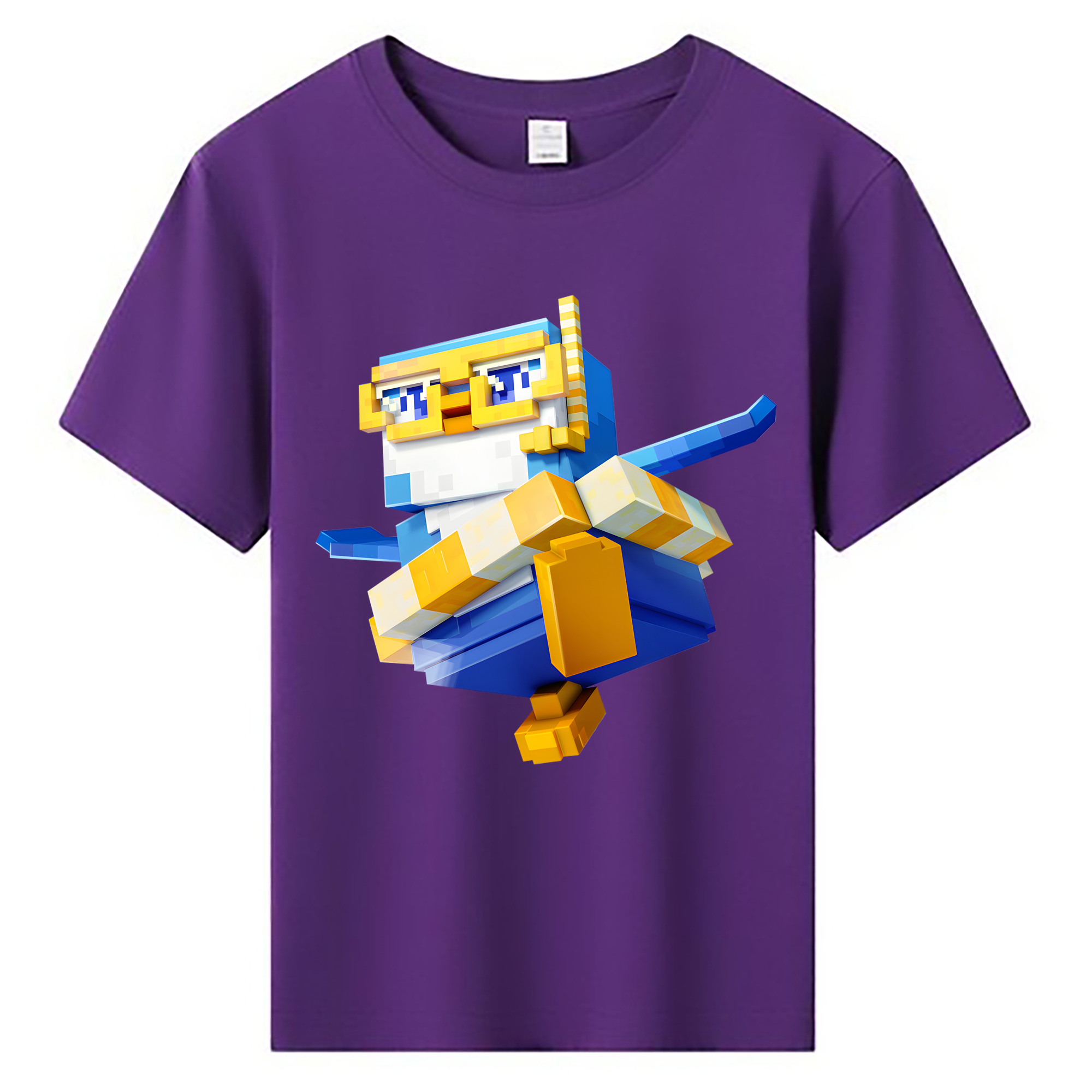 （画像用） マインクラフト ブロックの世界 Minecraft MC Block world 綿100％キッズTシャツ（フロントプリント）
