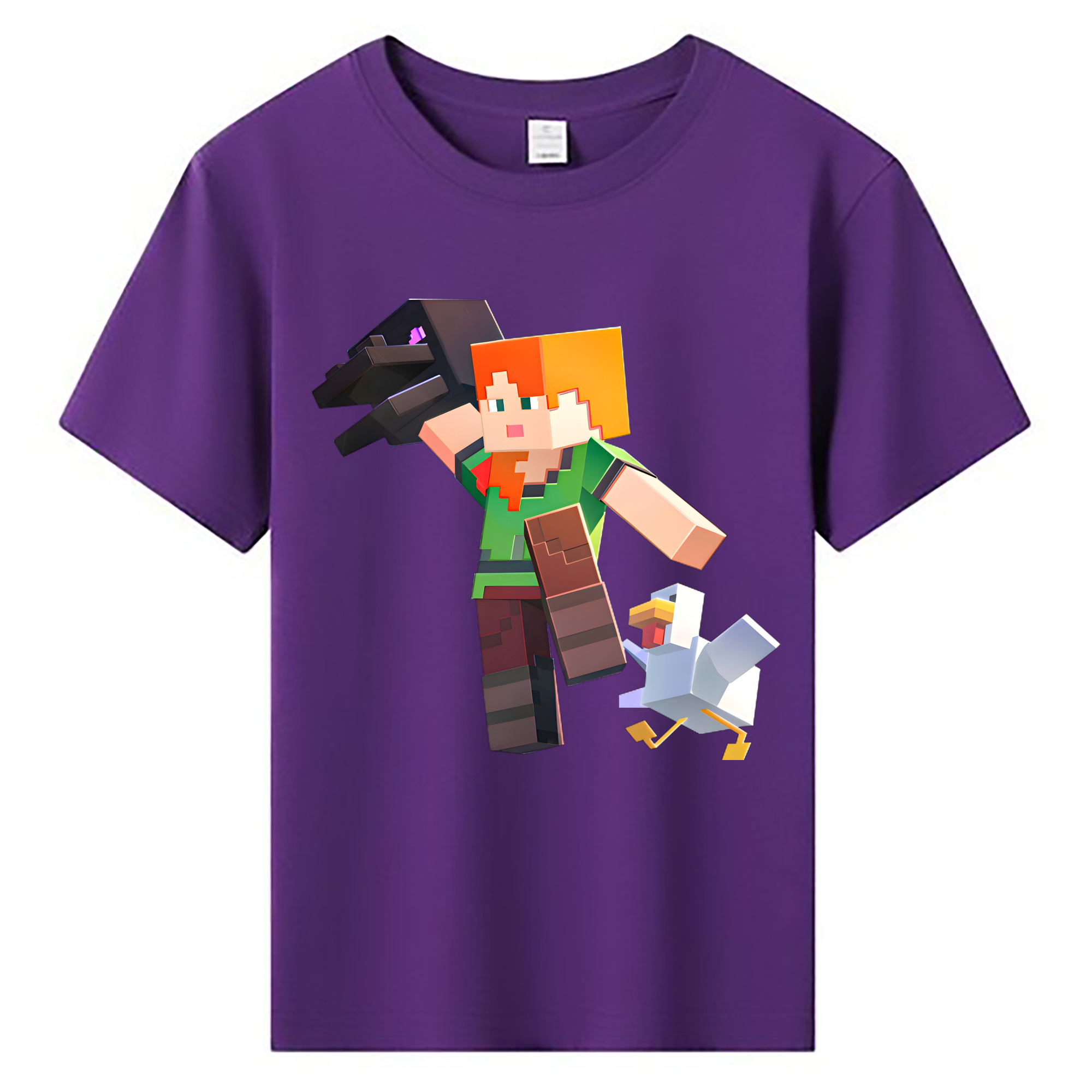 （画像用） マインクラフト ブロックの世界 Minecraft MC Block world 綿100％キッズTシャツ（フロントプリント）