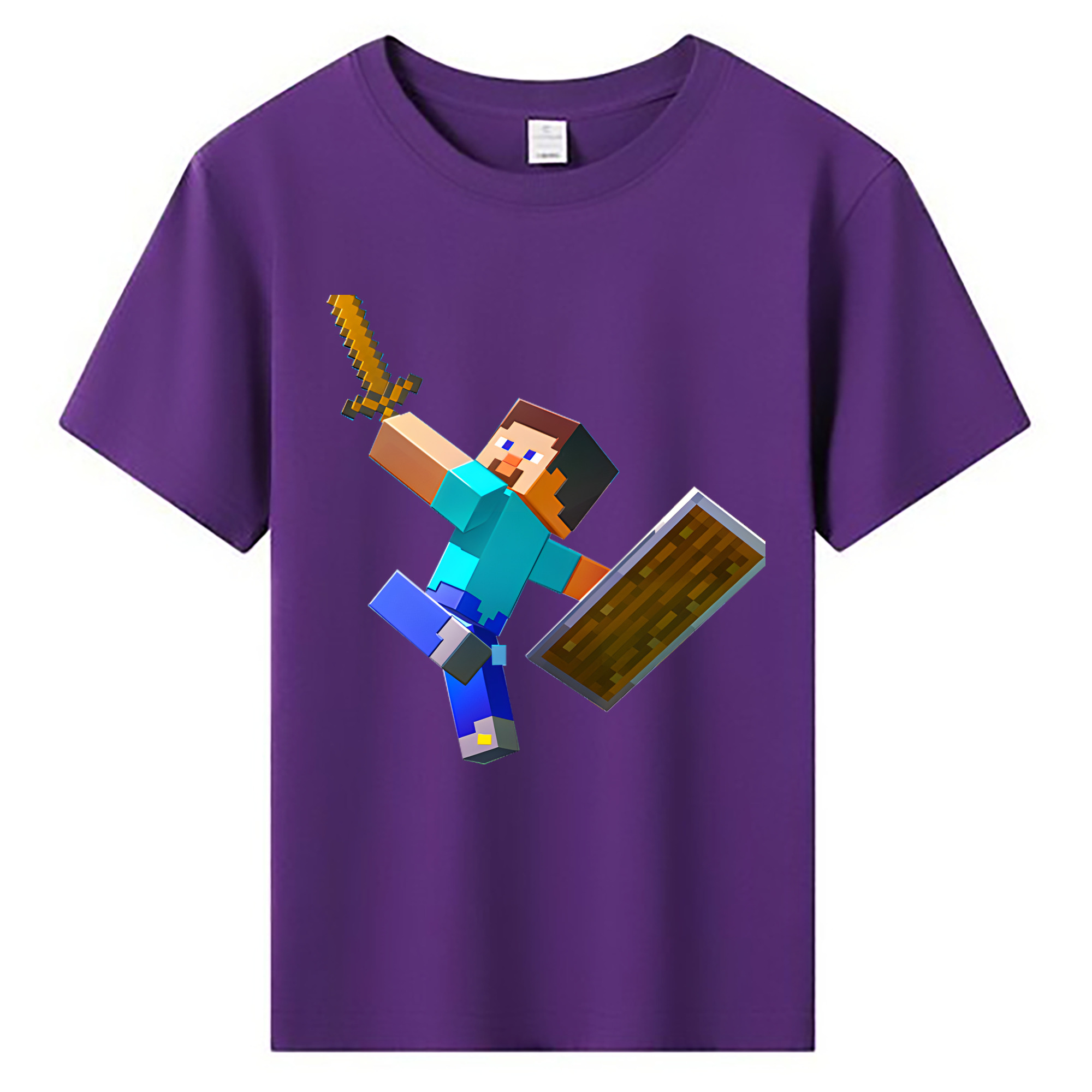 （画像用） マインクラフト ブロックの世界 Minecraft MC Block world 綿100％キッズTシャツ（フロントプリント）