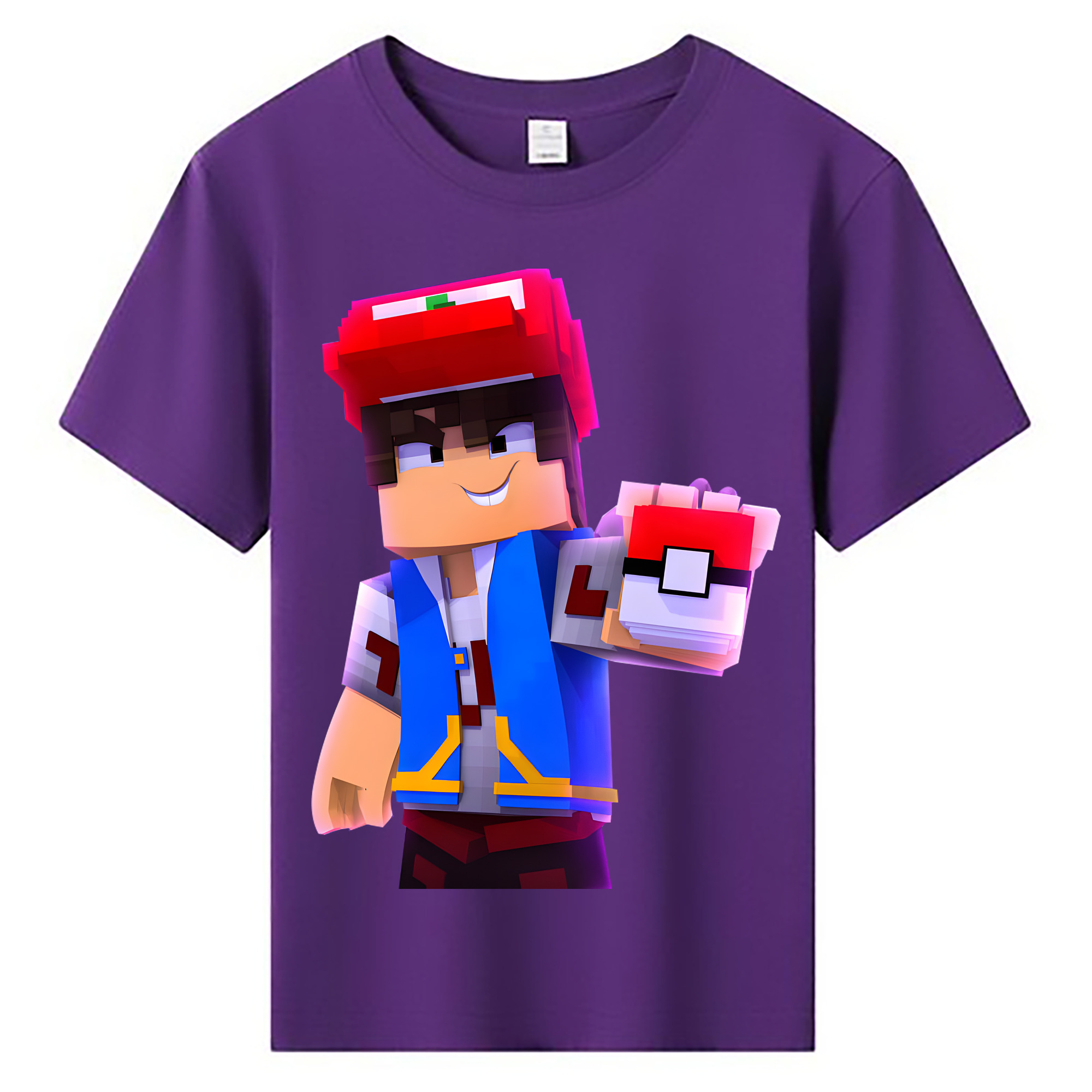 （画像用） マインクラフト ブロックの世界 Minecraft MC Block world 綿100％キッズTシャツ（フロントプリント）
