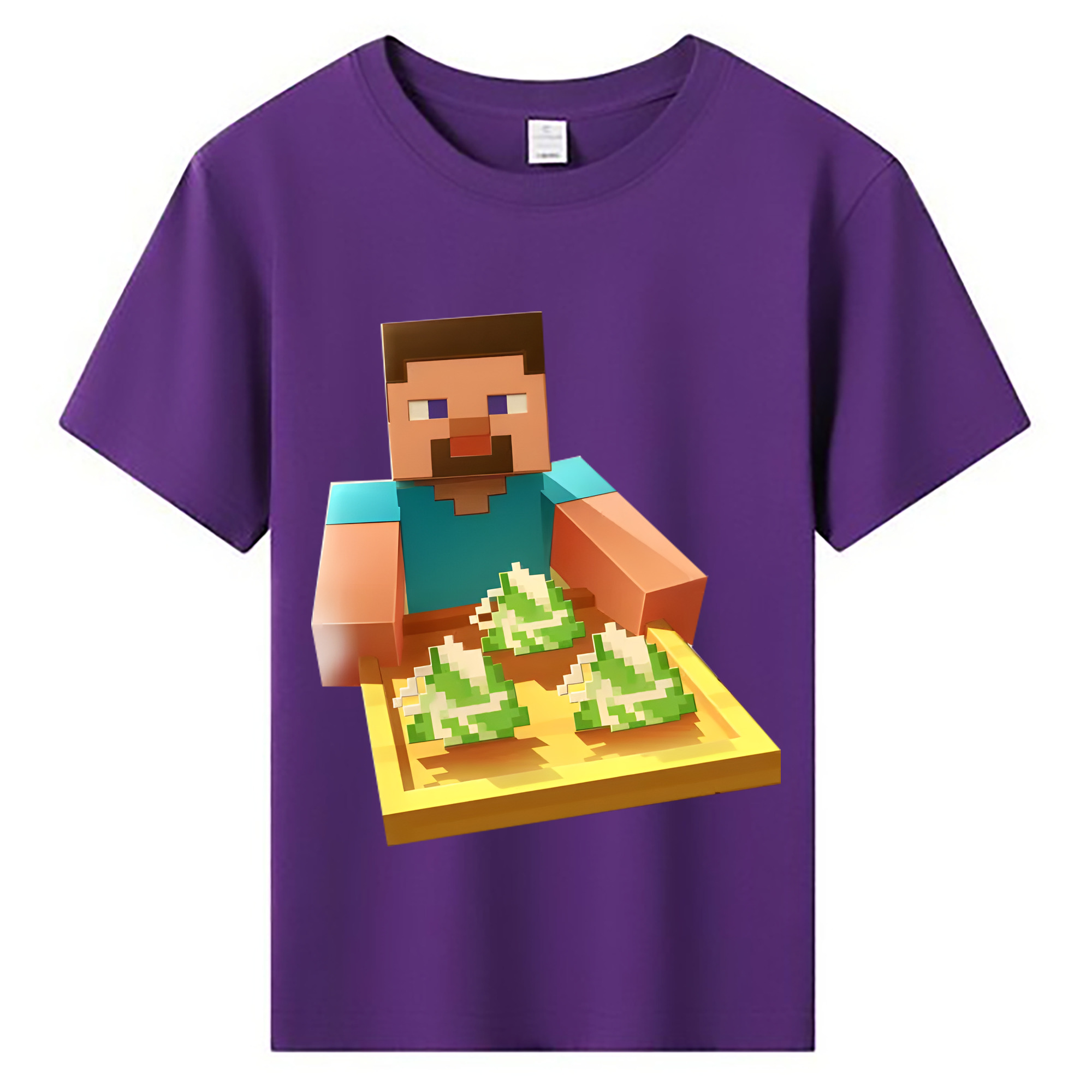 （画像用） マインクラフト ブロックの世界 Minecraft MC Block world 綿100％キッズTシャツ（フロントプリント）