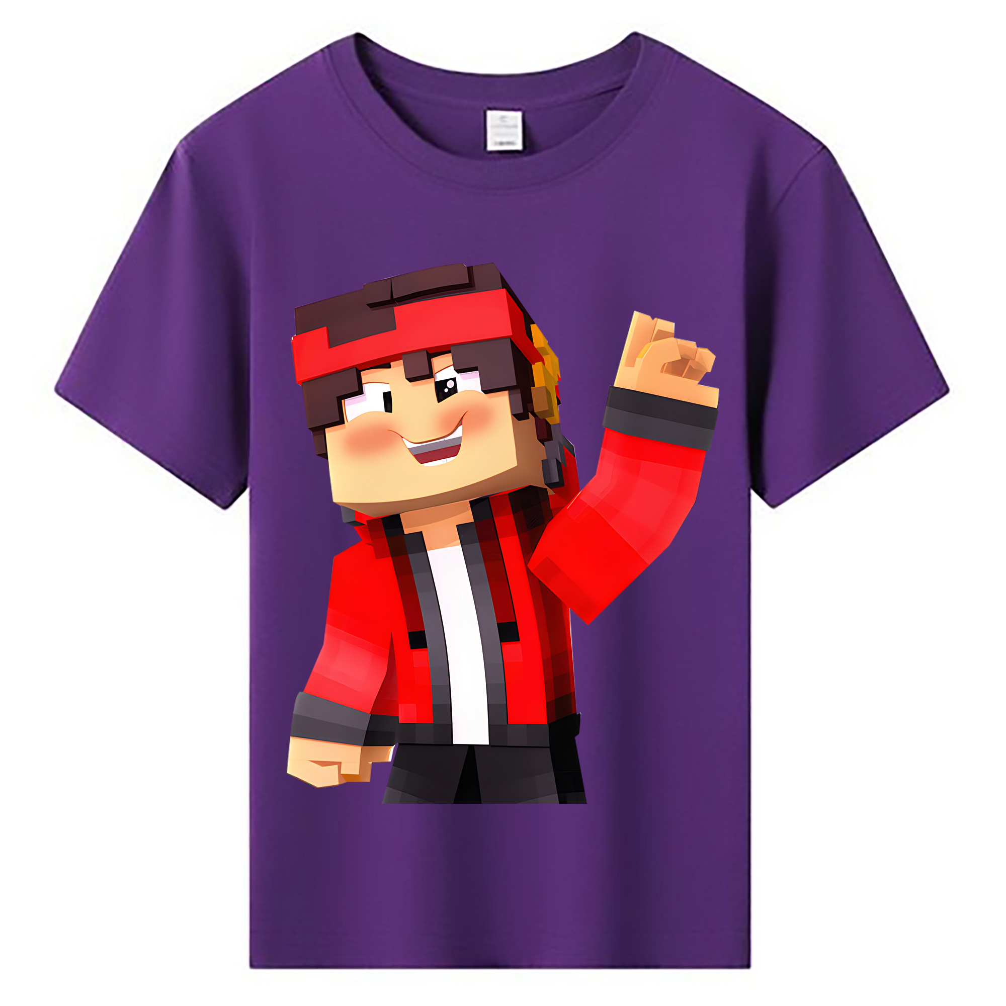 （画像用） マインクラフト ブロックの世界 Minecraft MC Block world 綿100％キッズTシャツ（フロントプリント）