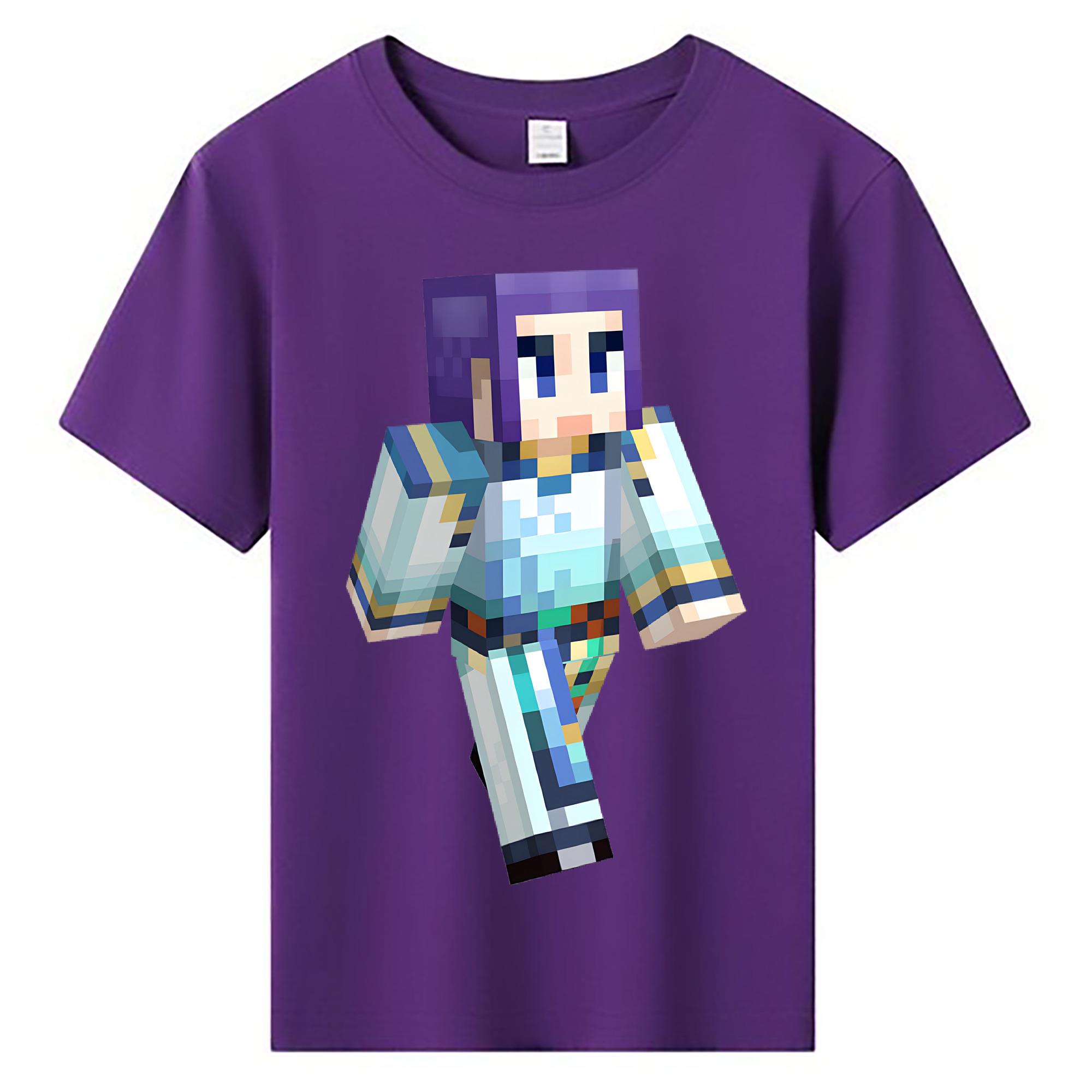 （画像用） マインクラフト ブロックの世界 Minecraft MC Block world 綿100％キッズTシャツ（フロントプリント）