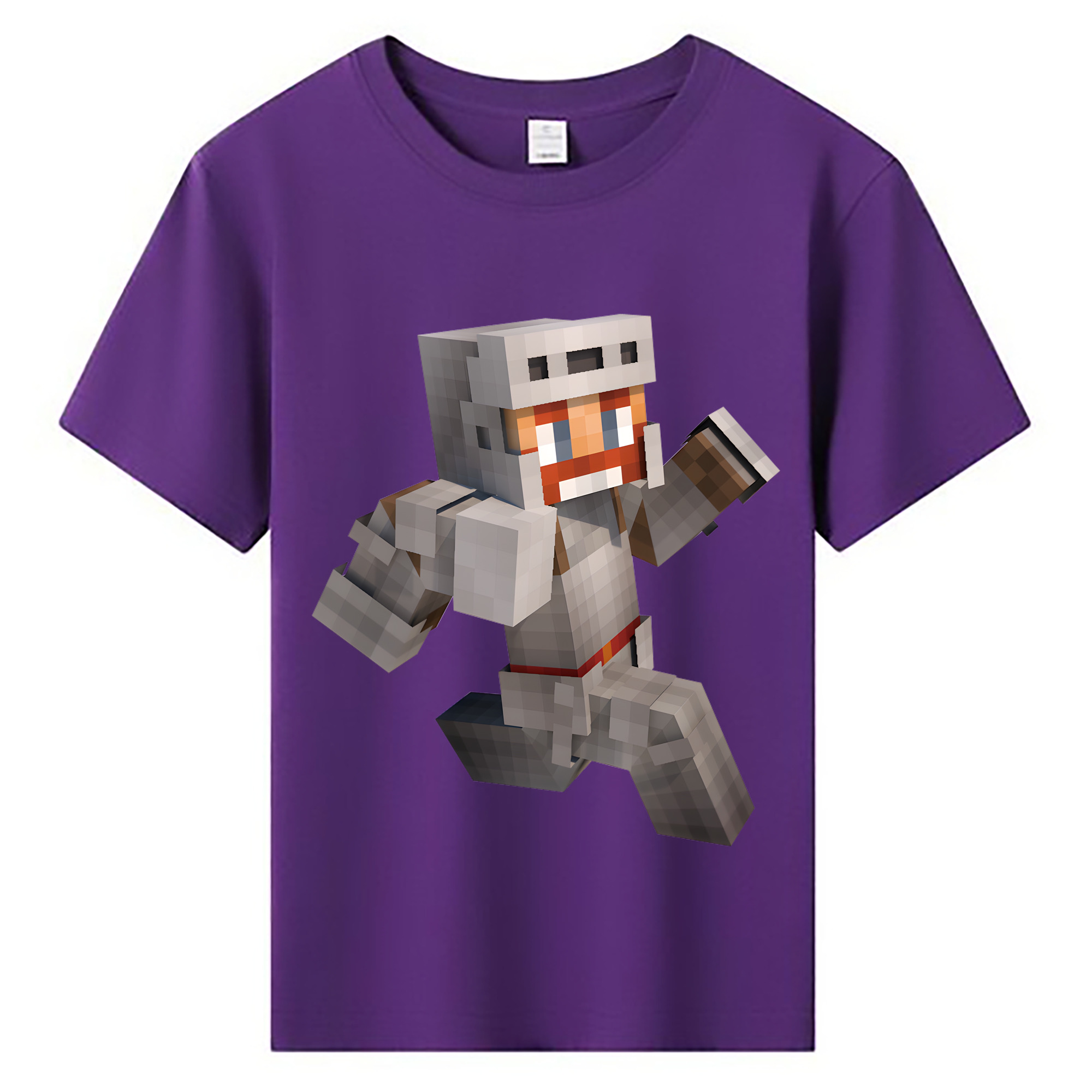 （画像用） マインクラフト ブロックの世界 Minecraft MC Block world 綿100％キッズTシャツ（フロントプリント）
