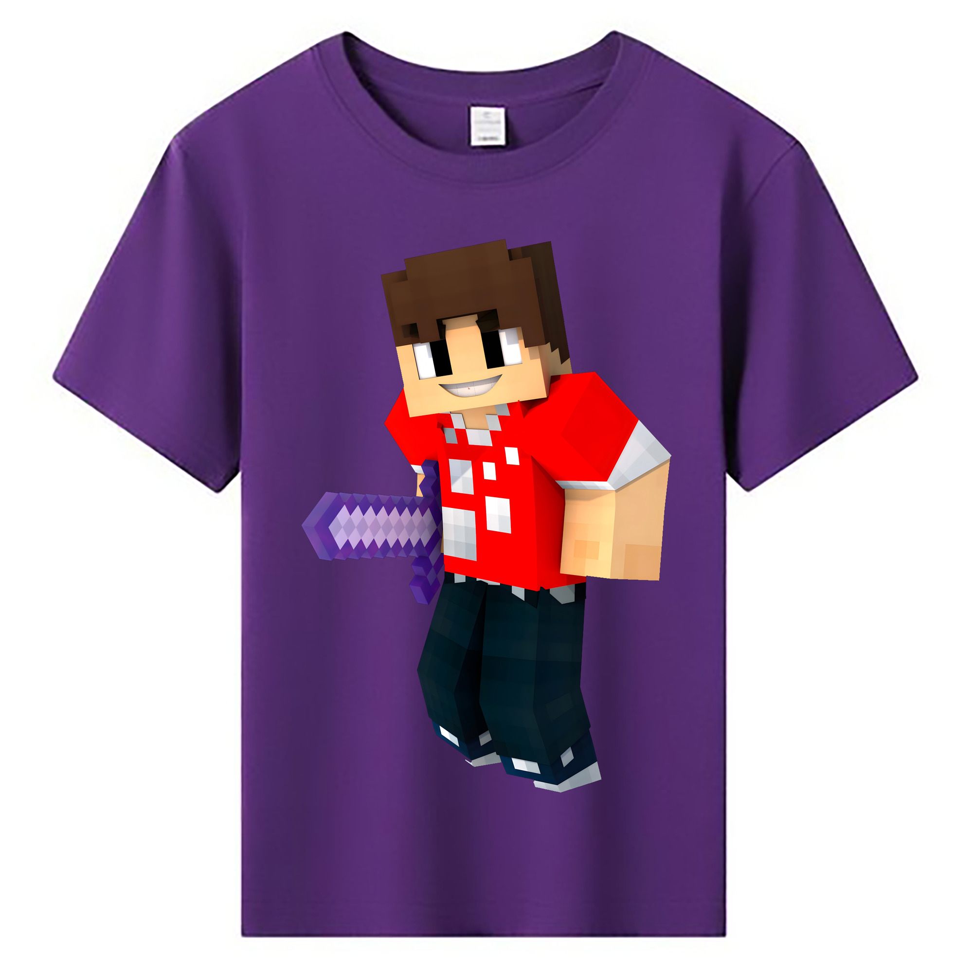 （画像用） マインクラフト ブロックの世界 Minecraft MC Block world 綿100％キッズTシャツ（フロントプリント）