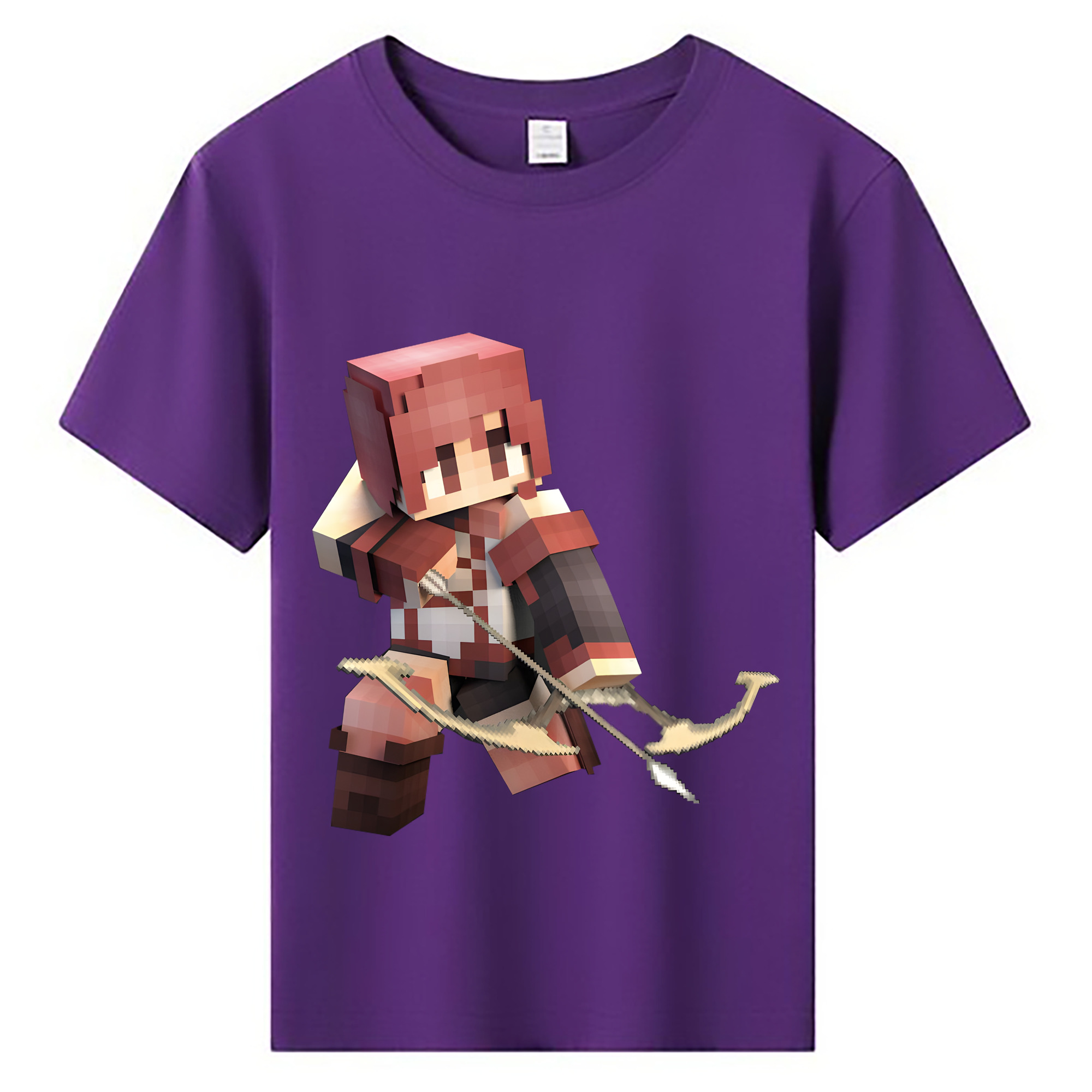（画像用） マインクラフト ブロックの世界 Minecraft MC Block world 綿100％キッズTシャツ（フロントプリント）