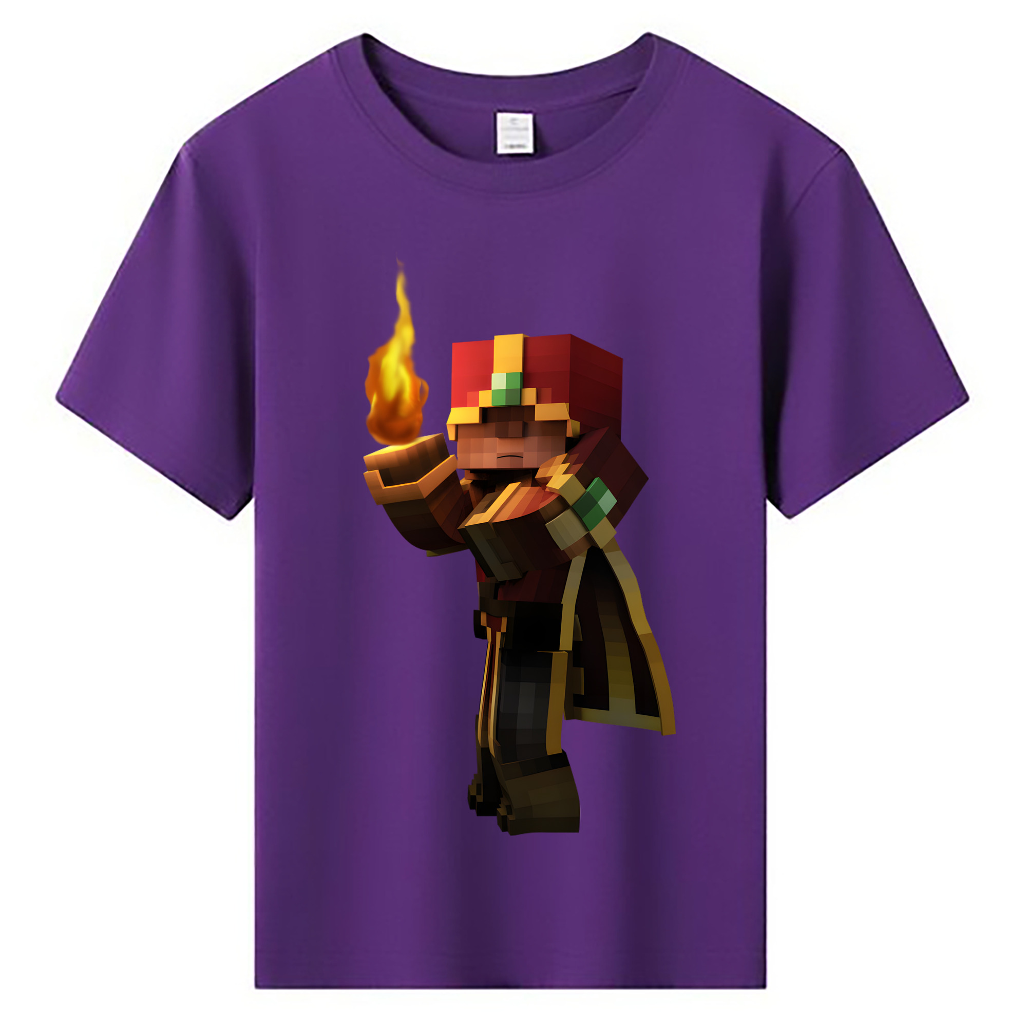 （画像用） マインクラフト ブロックの世界 Minecraft MC Block world 綿100％キッズTシャツ（フロントプリント）