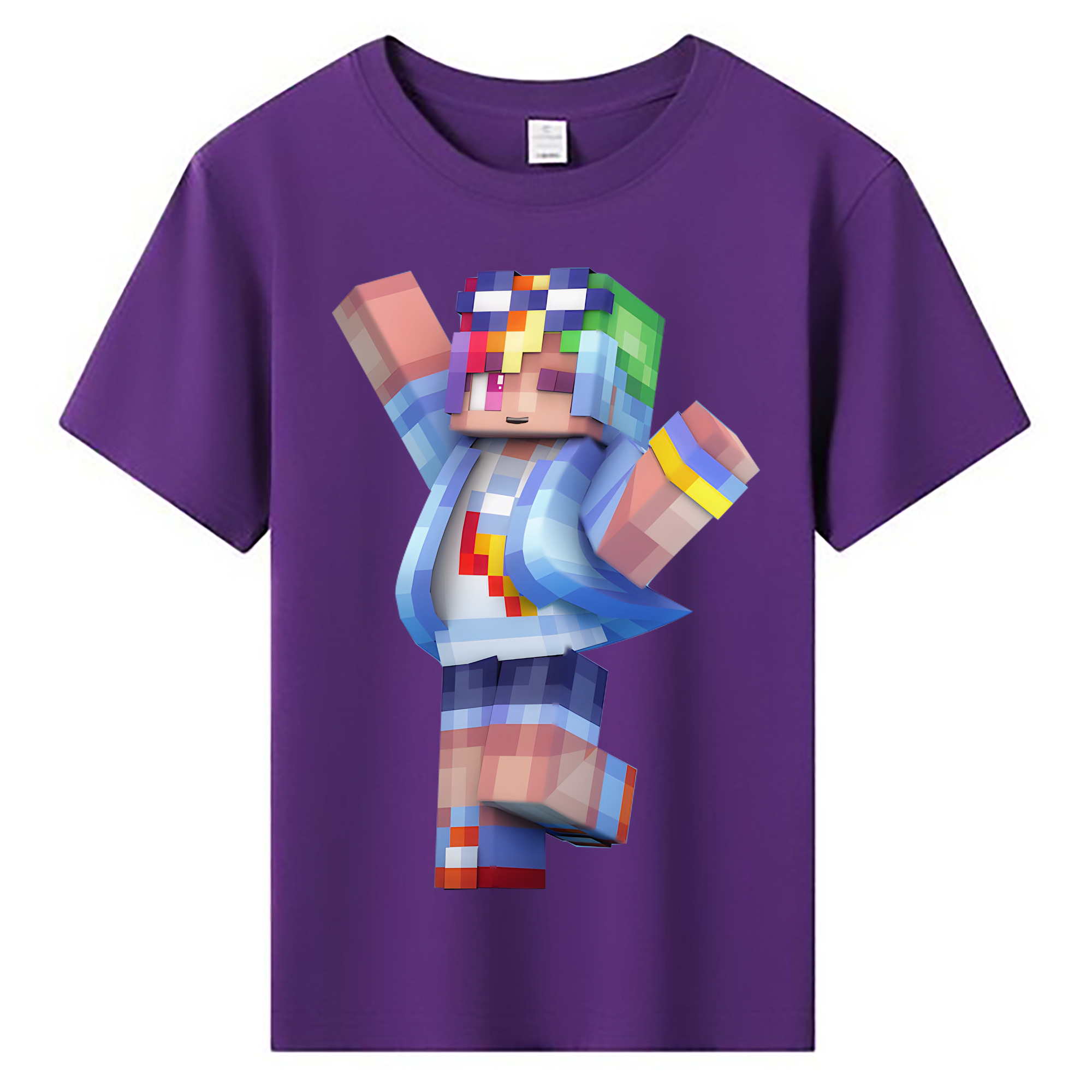 （画像用） マインクラフト ブロックの世界 Minecraft MC Block world 綿100％キッズTシャツ（フロントプリント）