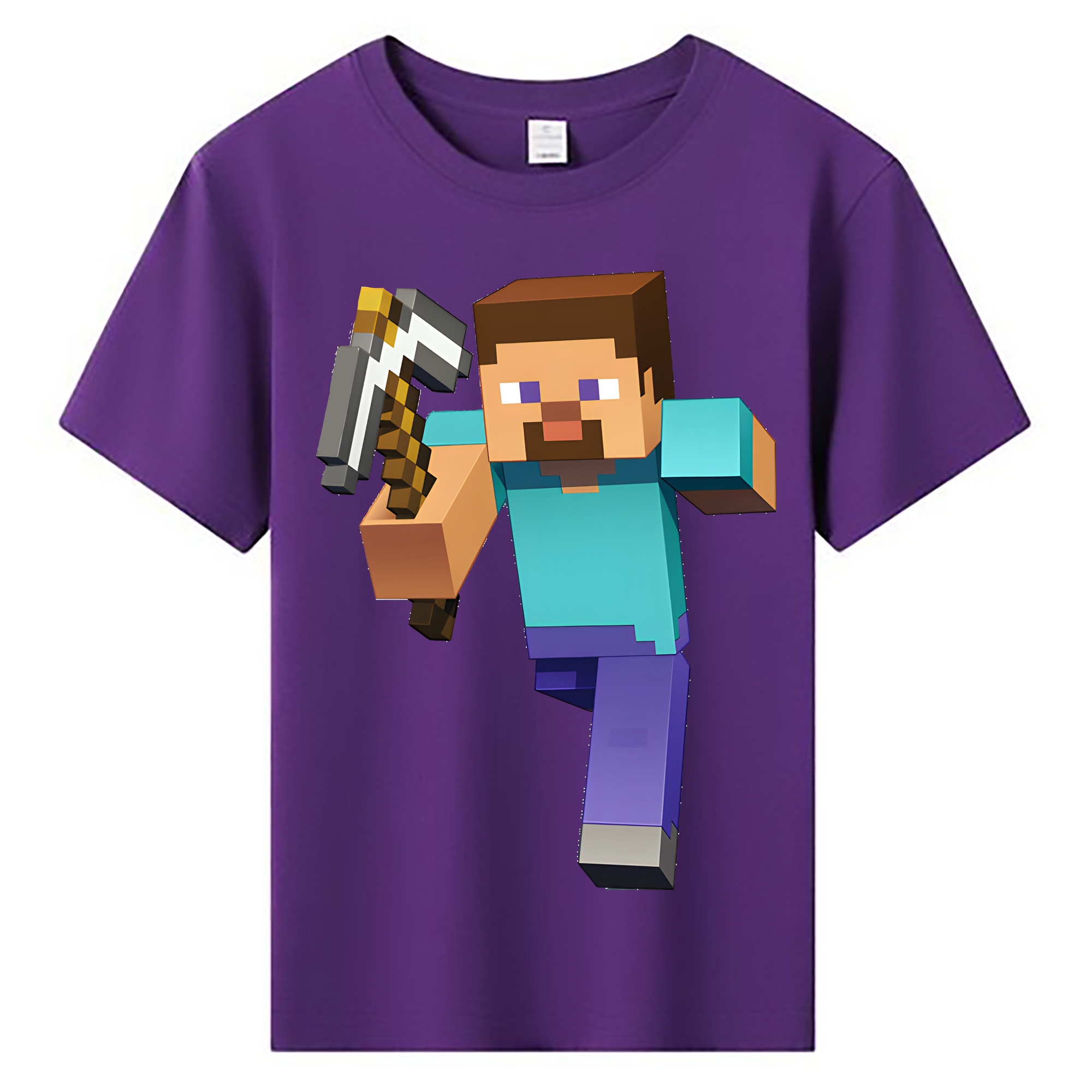 （画像用） マインクラフト ブロックの世界 Minecraft MC Block world 綿100％キッズTシャツ（フロントプリント）