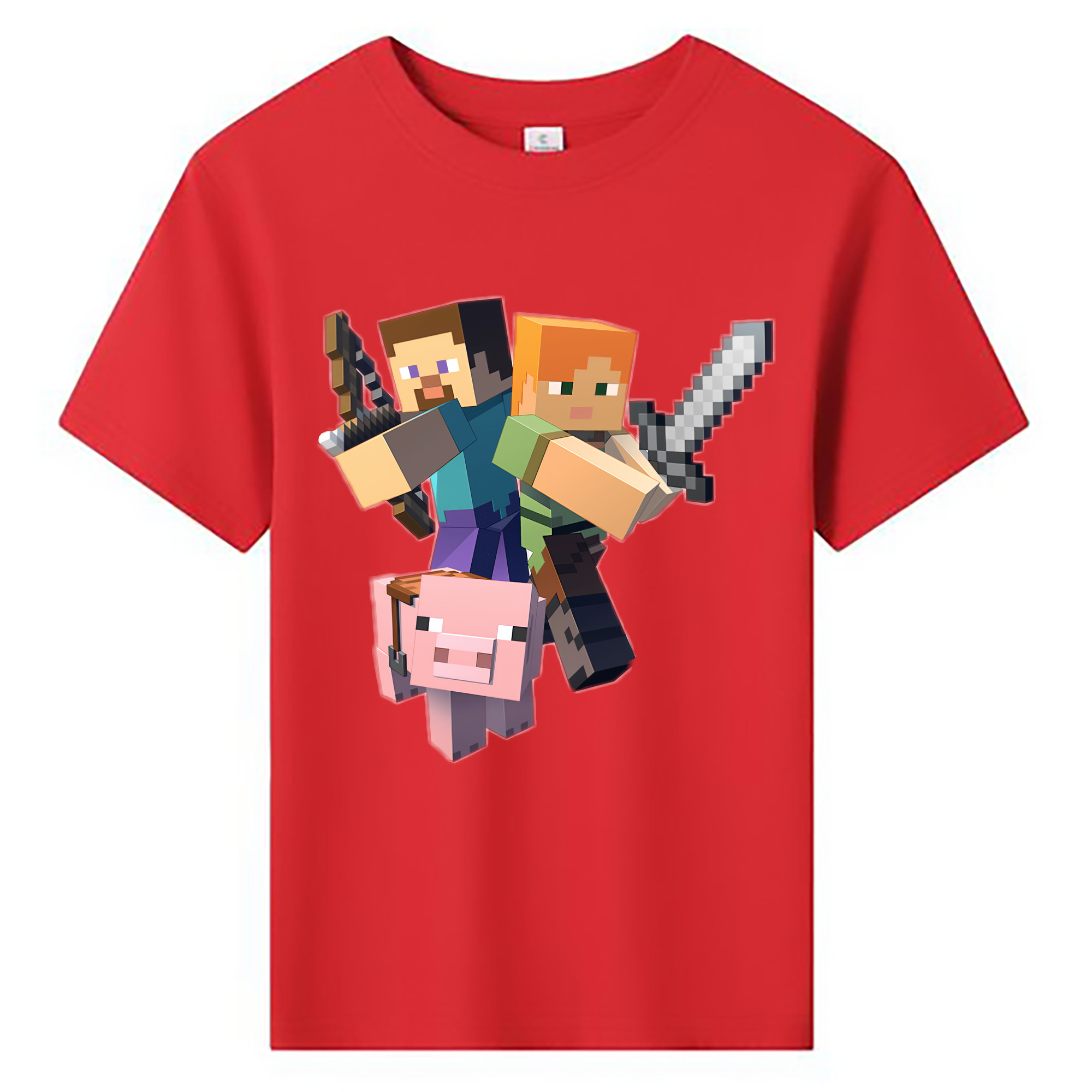 （画像用） マインクラフト ブロックの世界 Minecraft MC Block world 綿100％キッズTシャツ（フロントプリント）