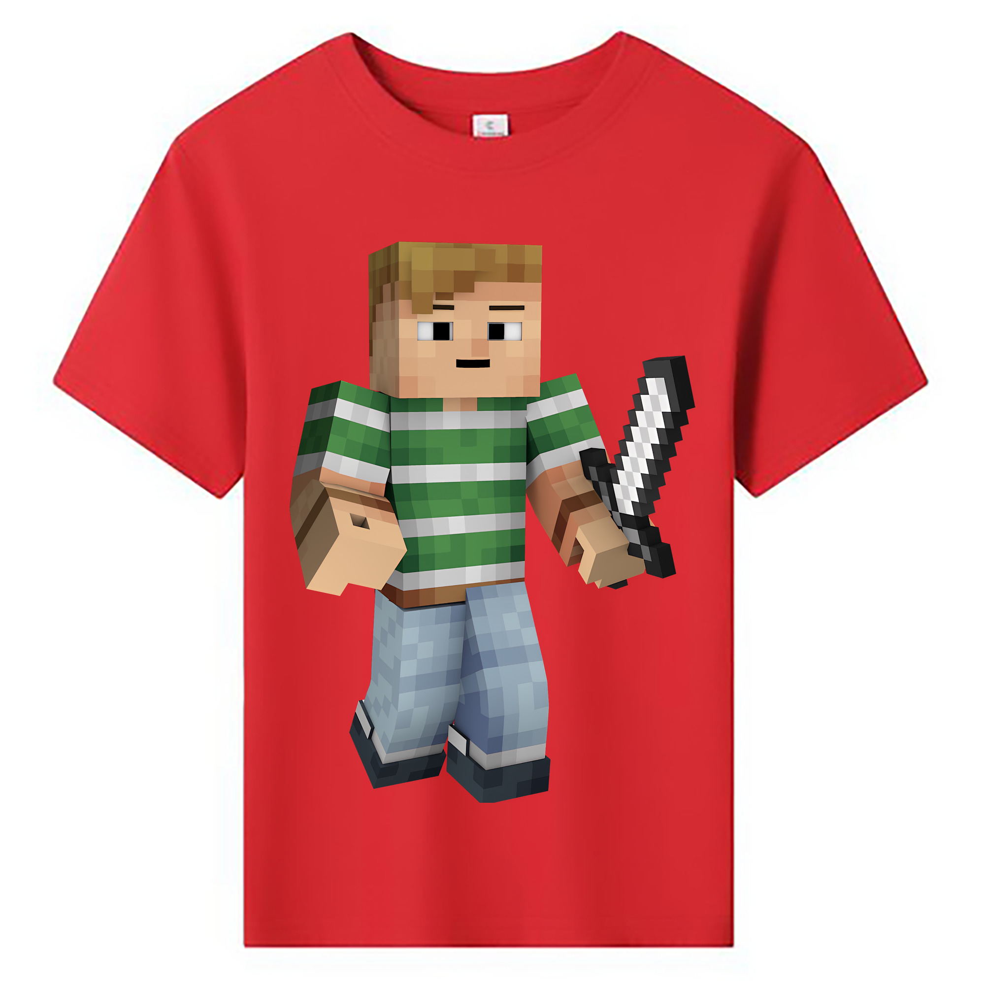 （画像用） マインクラフト ブロックの世界 Minecraft MC Block world 綿100％キッズTシャツ（フロントプリント）