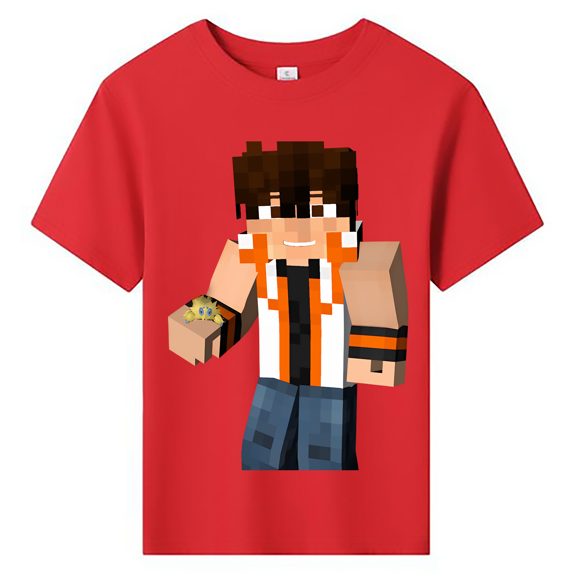 （画像用） マインクラフト ブロックの世界 Minecraft MC Block world 綿100％キッズTシャツ（フロントプリント）