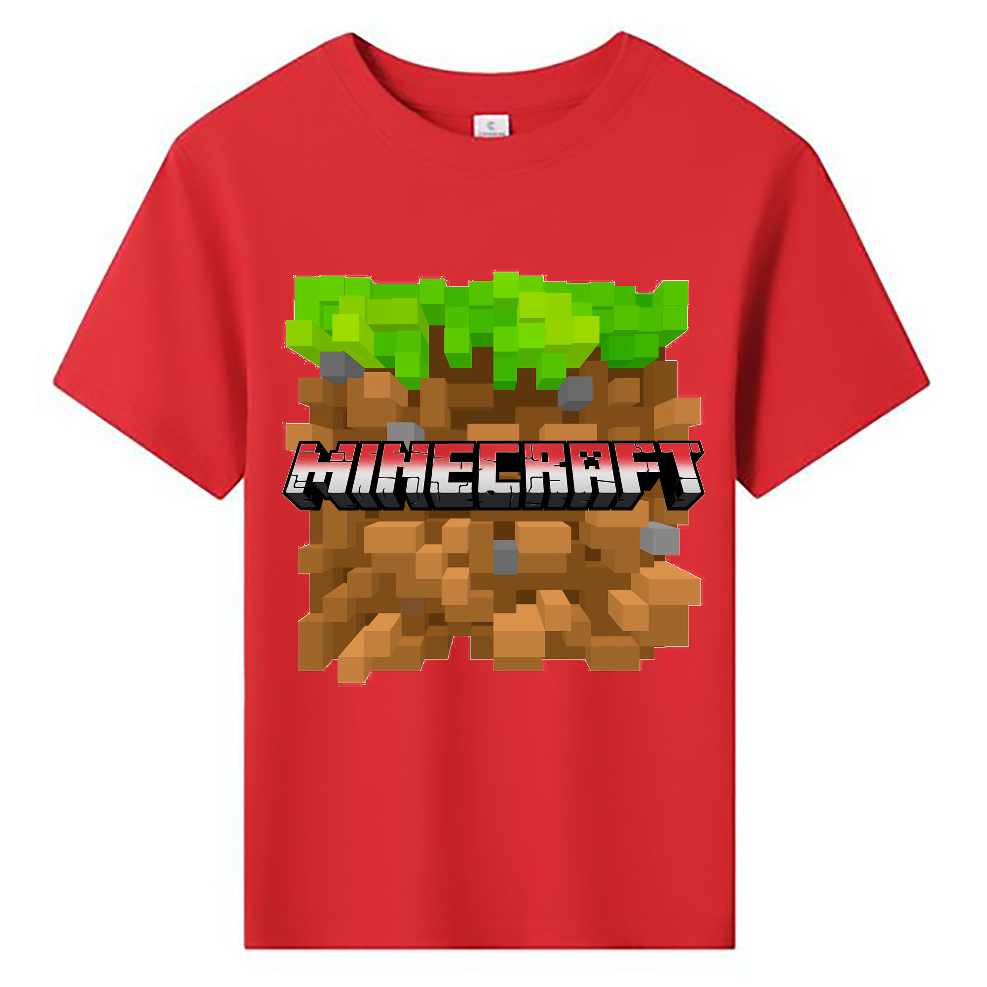 （画像用） マインクラフト ブロックの世界 Minecraft MC Block world 綿100％キッズTシャツ（フロントプリント）