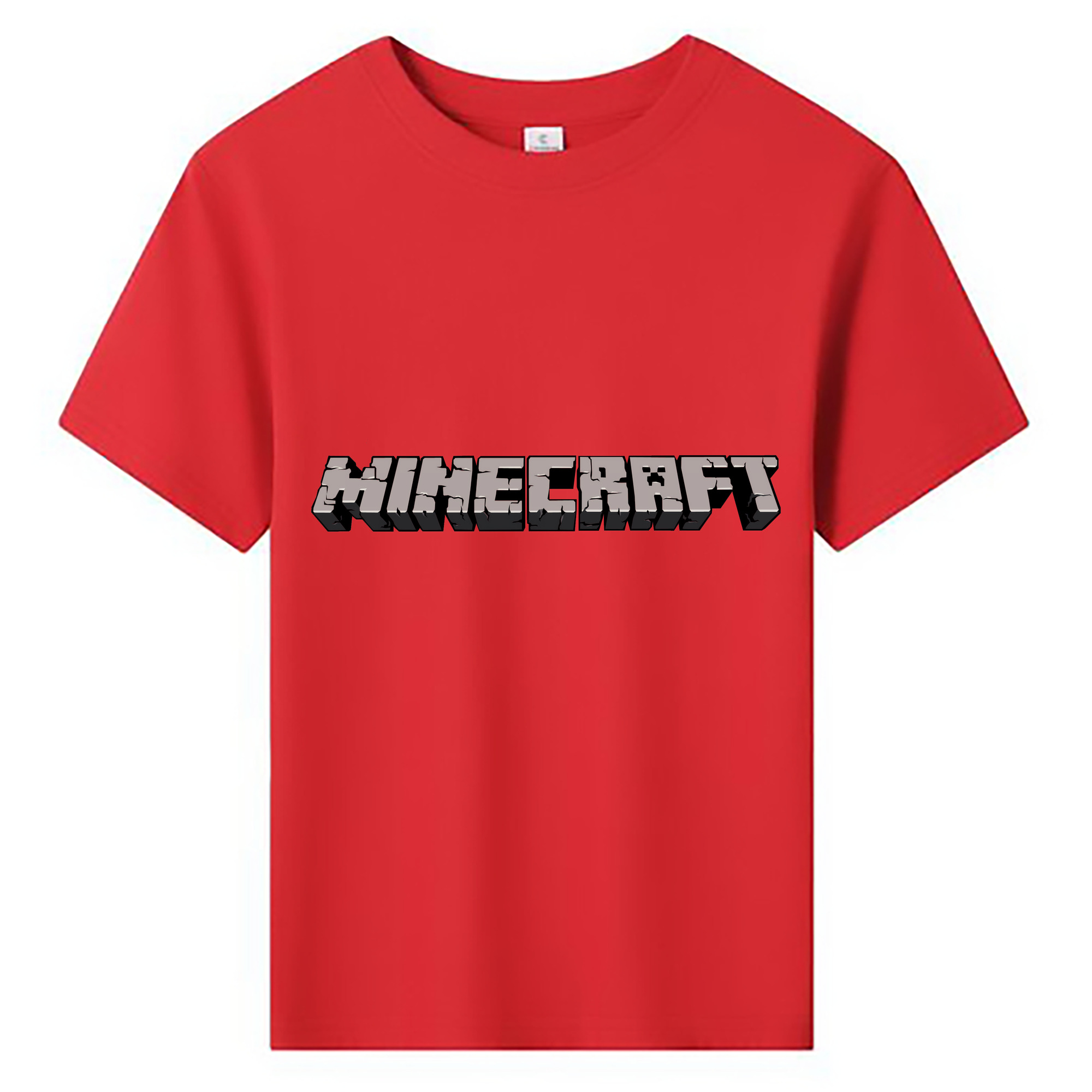 （画像用） マインクラフト ブロックの世界 Minecraft MC Block world 綿100％キッズTシャツ（フロントプリント）